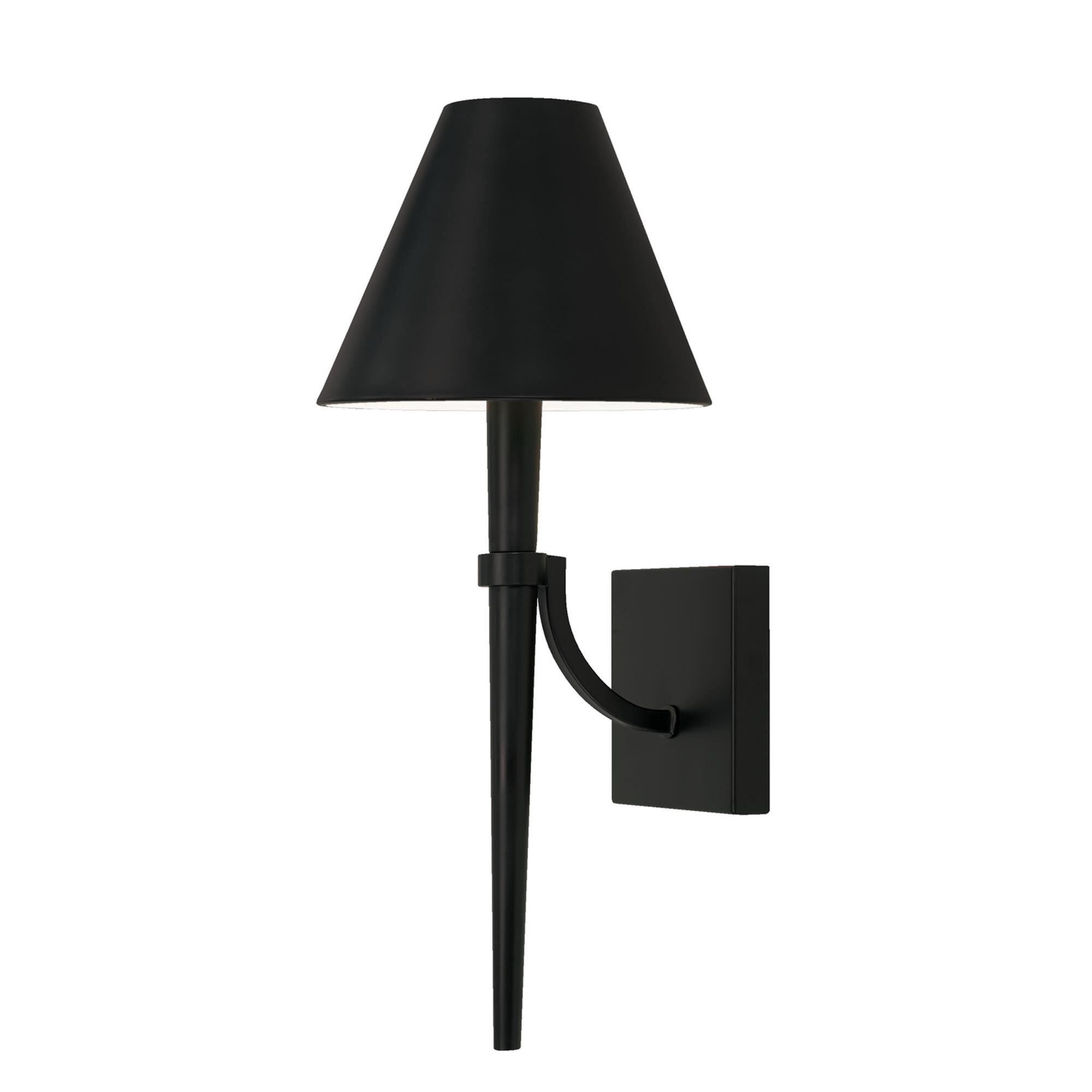 Shown in Matte Black finish and Metal  With White Interior shade