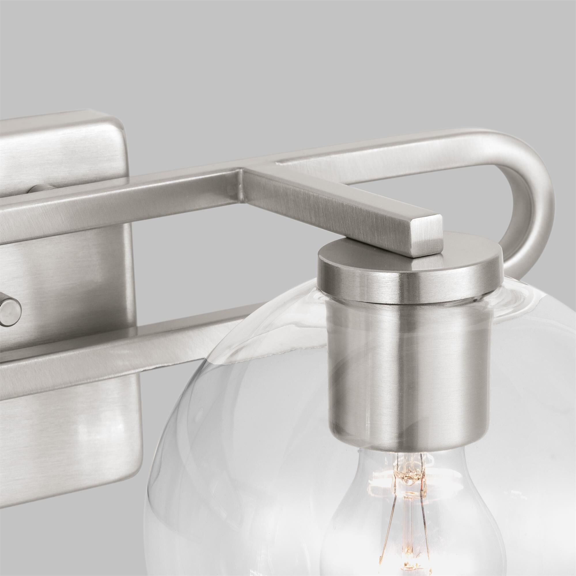 Shown in Brushed Nickel Silver finish and Clear glass and Clear Glass shade