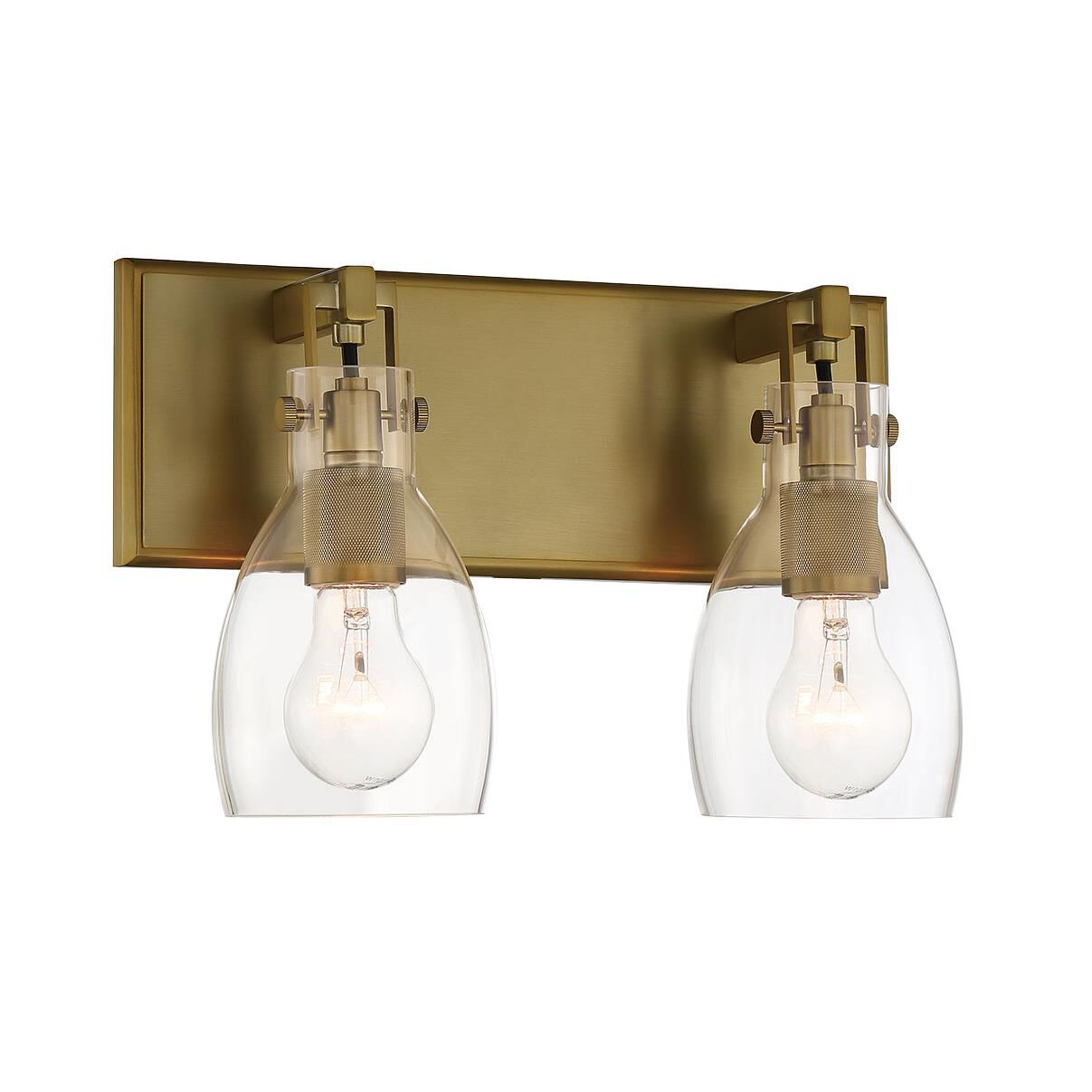 Shown in Soft Brass finish and Clear glass and Glass shade