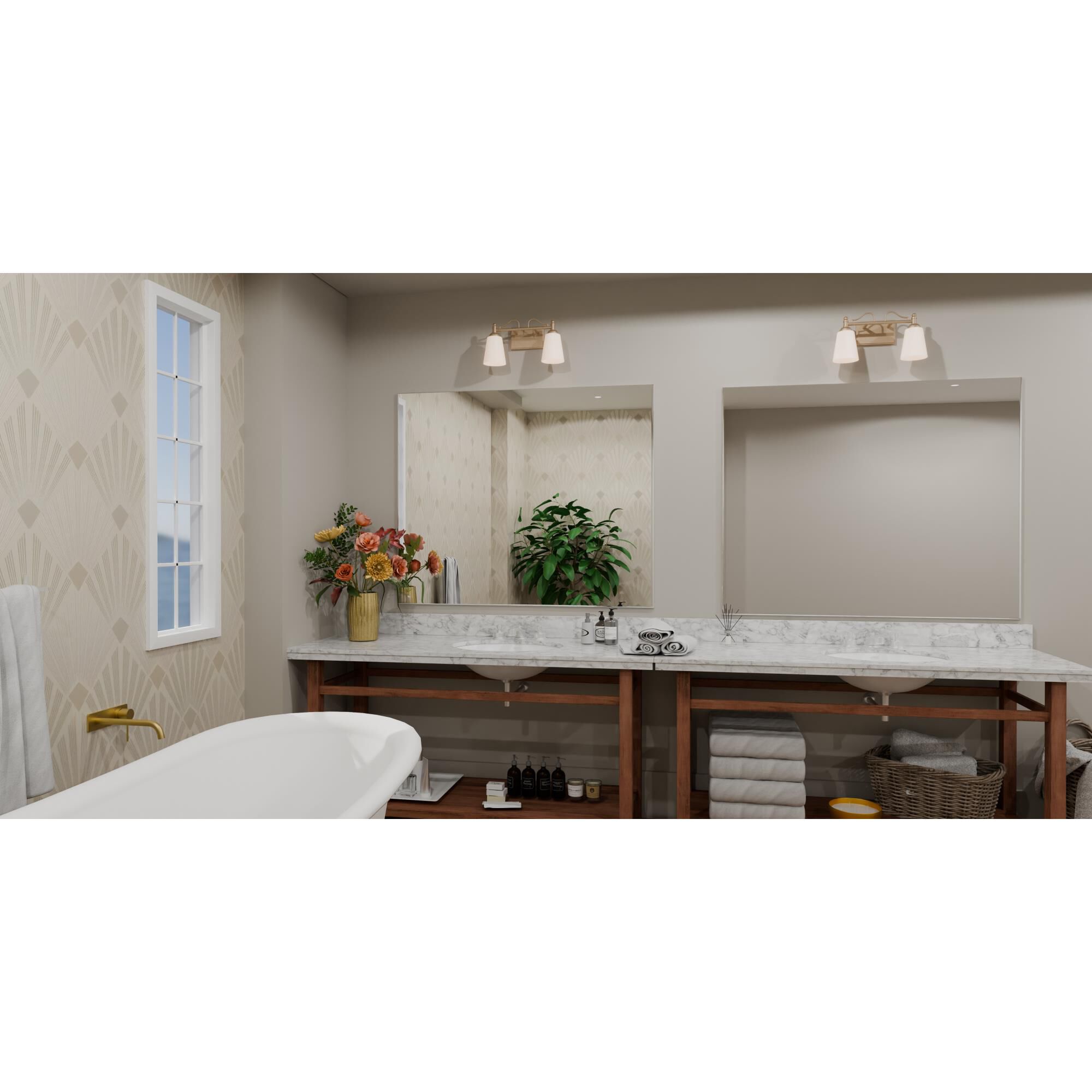 Shown in Bronze Gold finish and Opal Etched glass