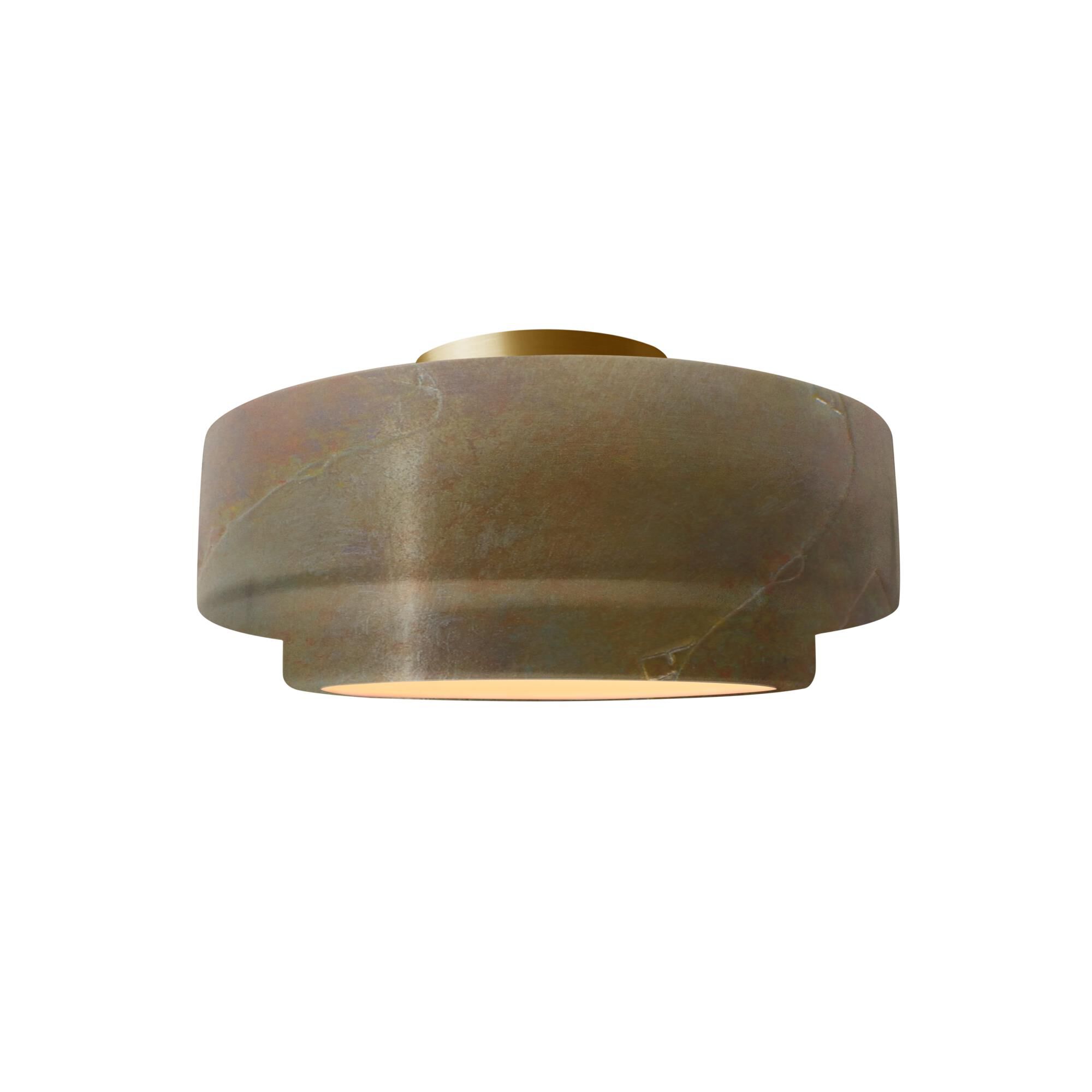 Shown in Brushed Brass finish and Tierra Red Slate shade