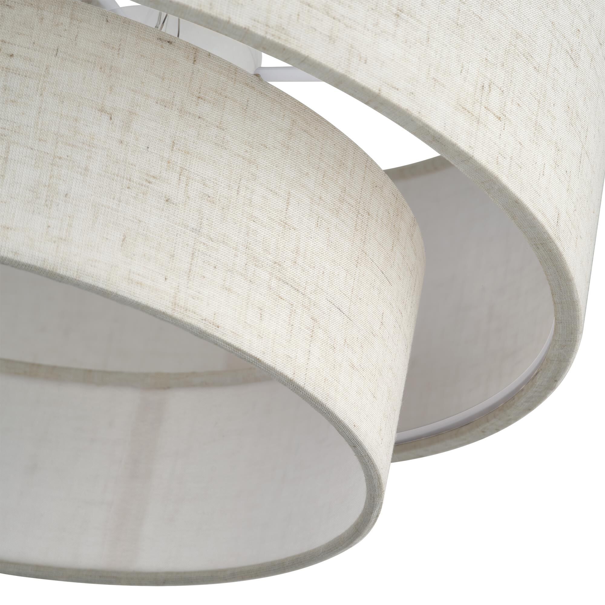 Shown in Antique Brass finish and Hand Crafted Oatmeal Color Fabric with White Color Inside shade