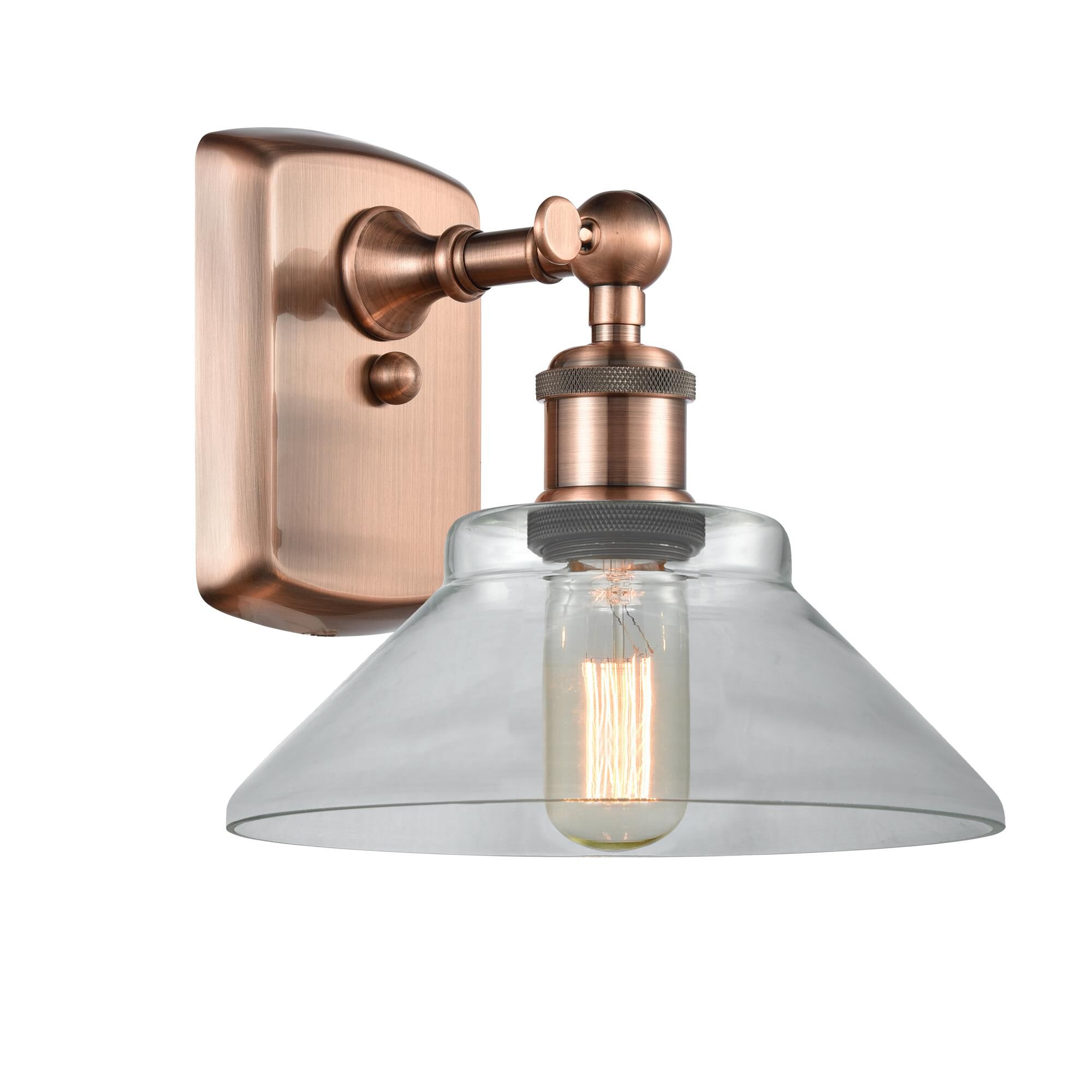 Shown in Antique Copper finish and Disc glass and Glass shade