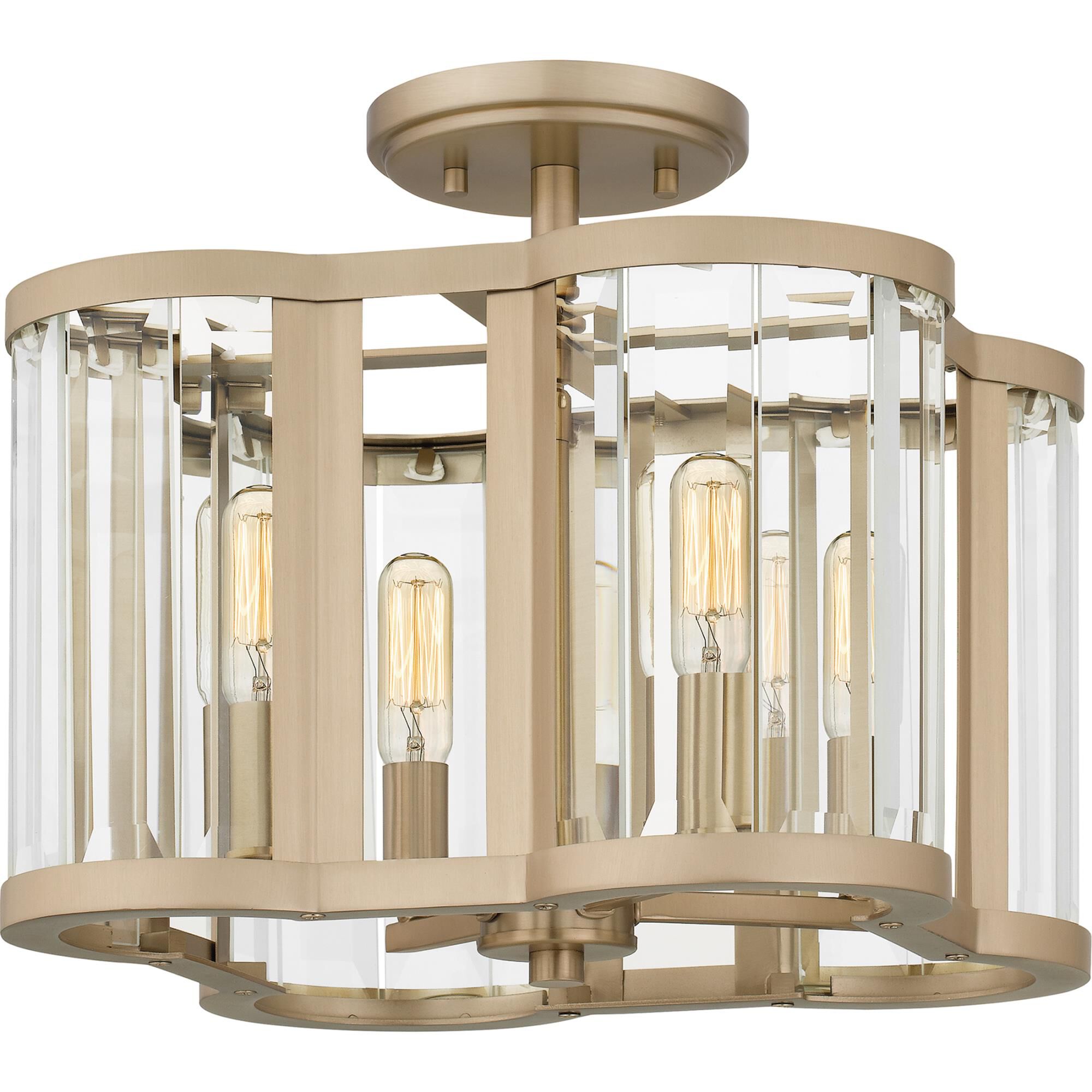 Shown in Bronze Gold finish and Clear Beveled Glass shade