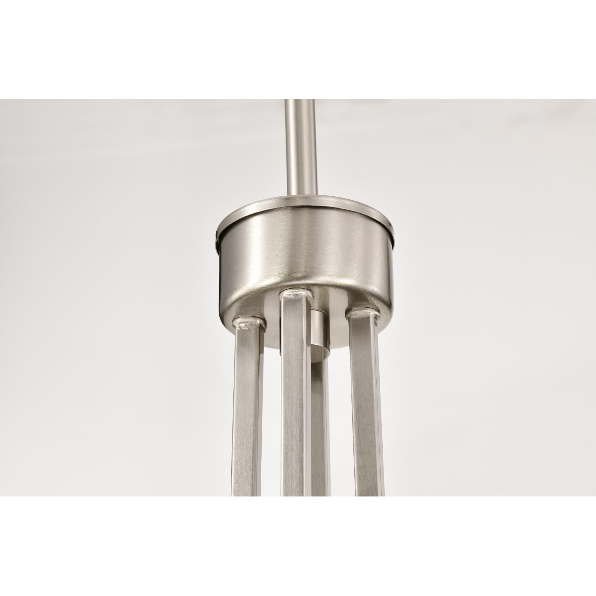 Shown in Brushed Nickel finish and Ribbed White glass