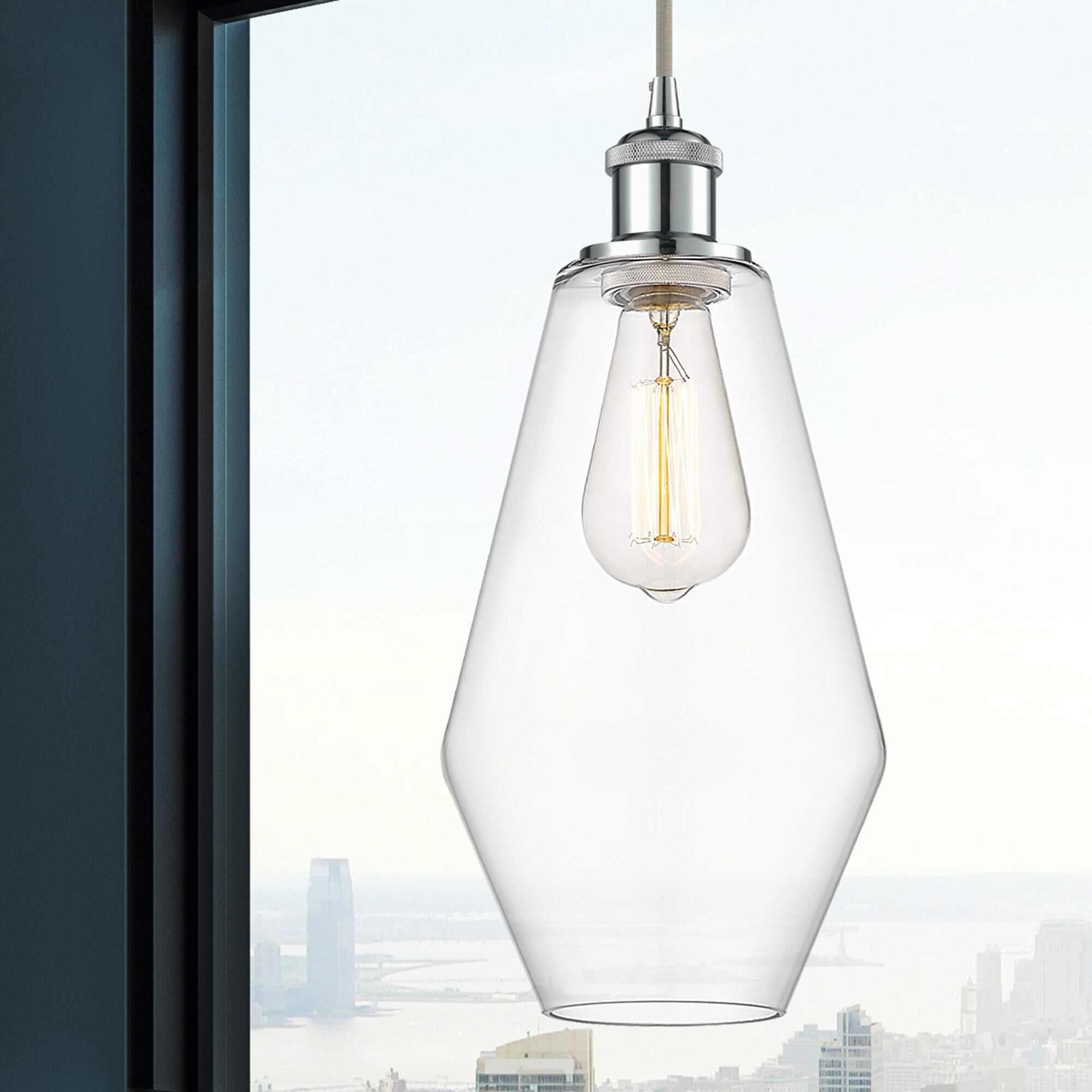 Shown in Polished Chrome finish and Clear glass