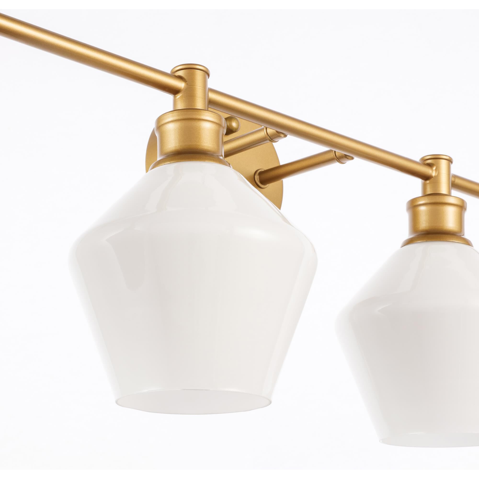 Shown in Brass finish and Frosted White  glass