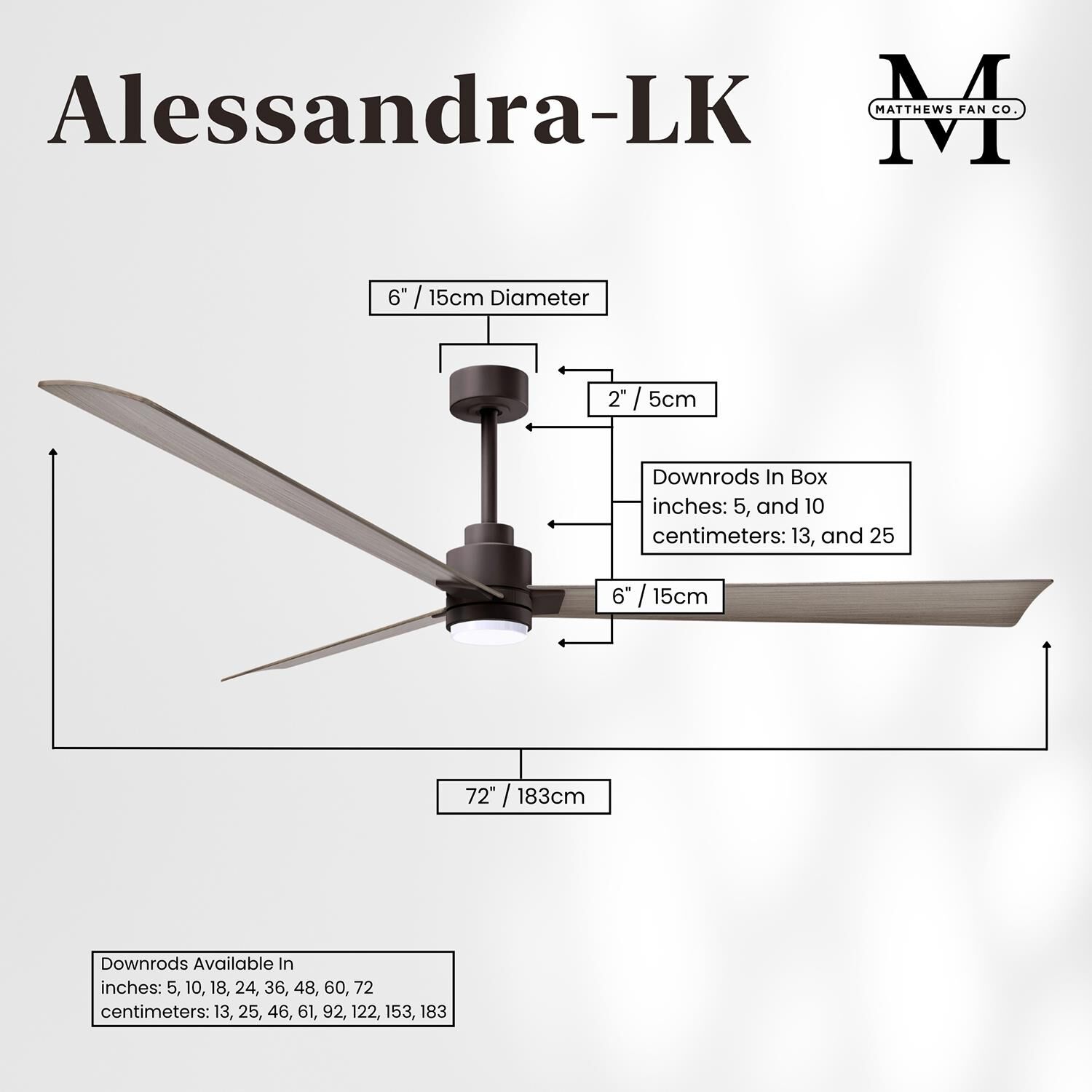 Alessandra 72 Inch Ceiling Fan by Matthews Fan Company