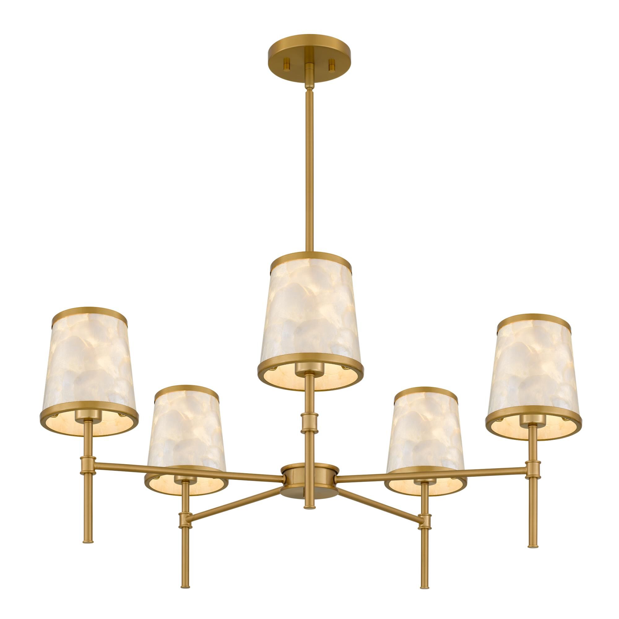 Shown in Brushed Gold finish and Capiz Shell shade