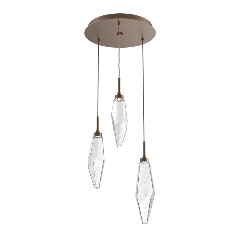 Rock Crystal 17 Inch 3 Light Multi Light Pendant by Hammerton Studio