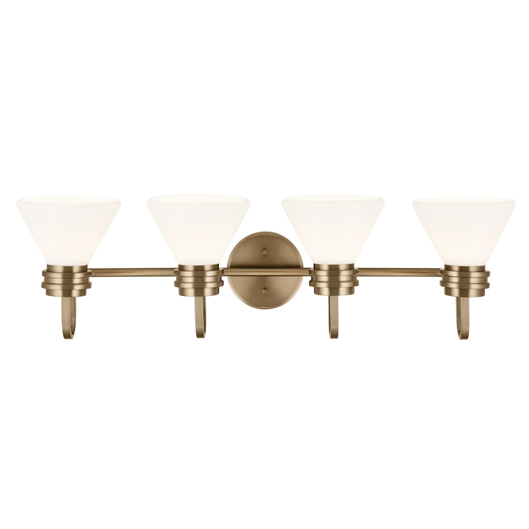 Shown in Champagne Bronze finish and Opal glass
