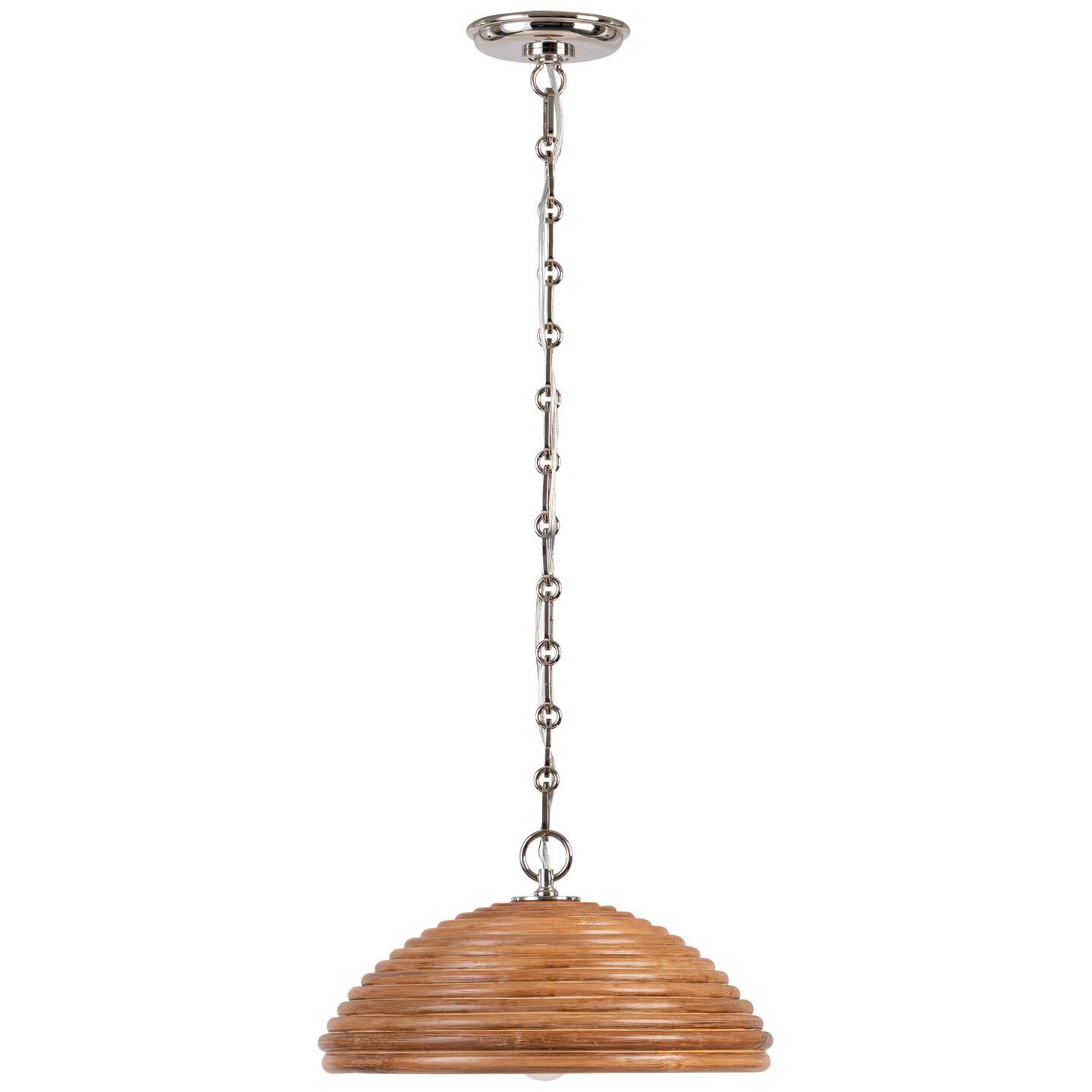 Shown in Polished Nickel finish and Natural Rattan shade