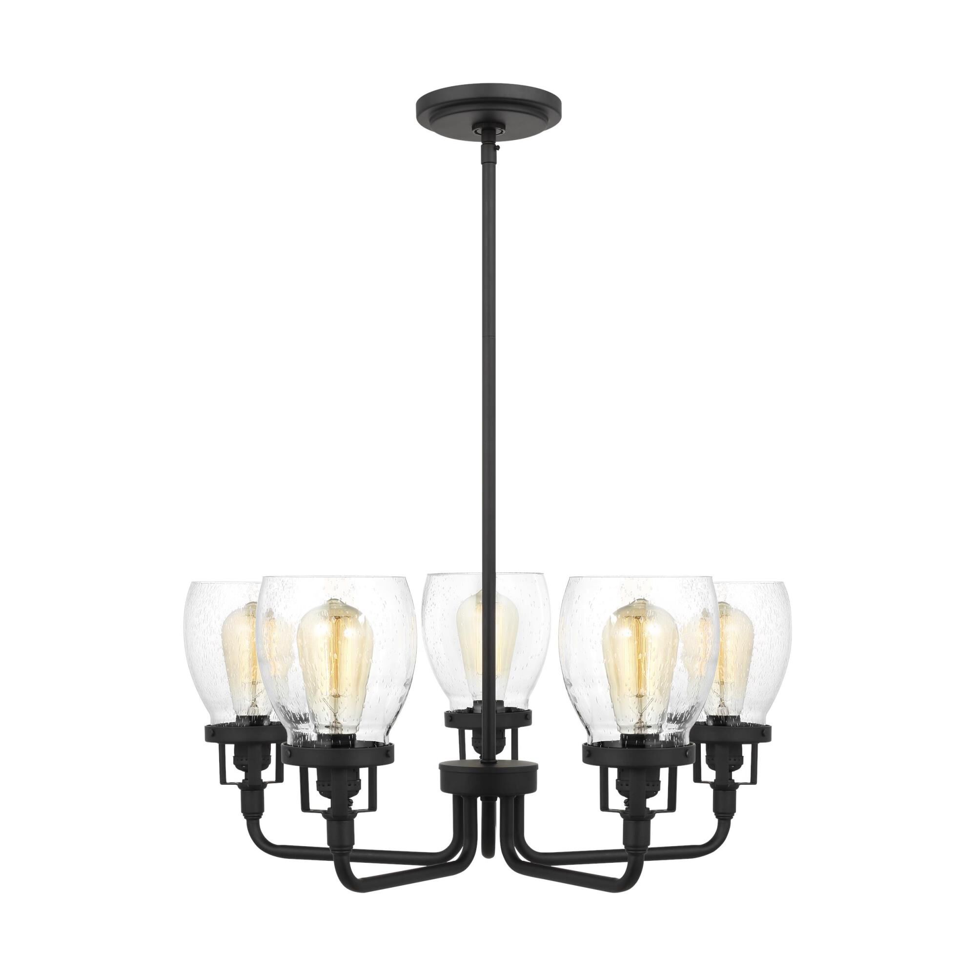 Shown in Midnight Black finish and Clear Seeded glass and Clear Seeded Glass s shade