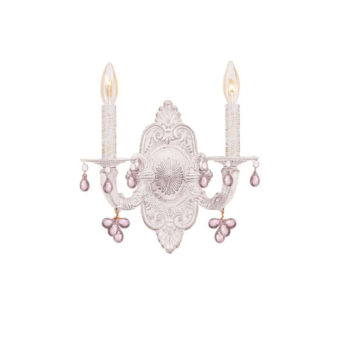 Shown in Antique White finish and Murano crystal