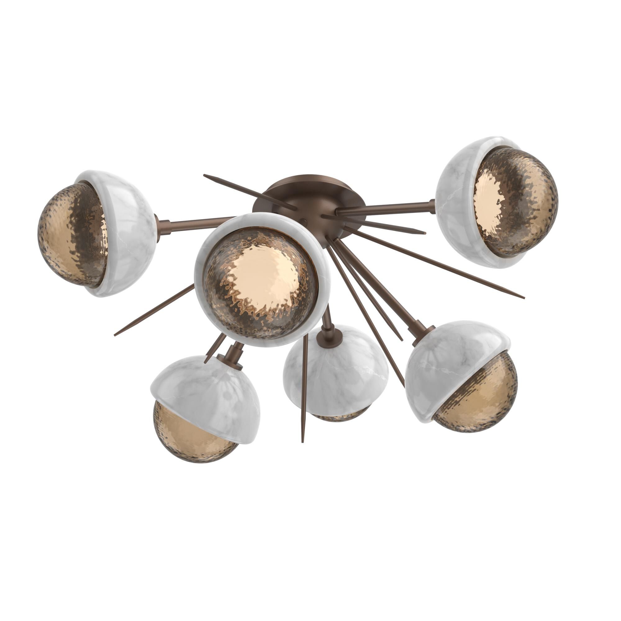 Shown in Burnished Bronze finish and Bronze glass and White Marble accent