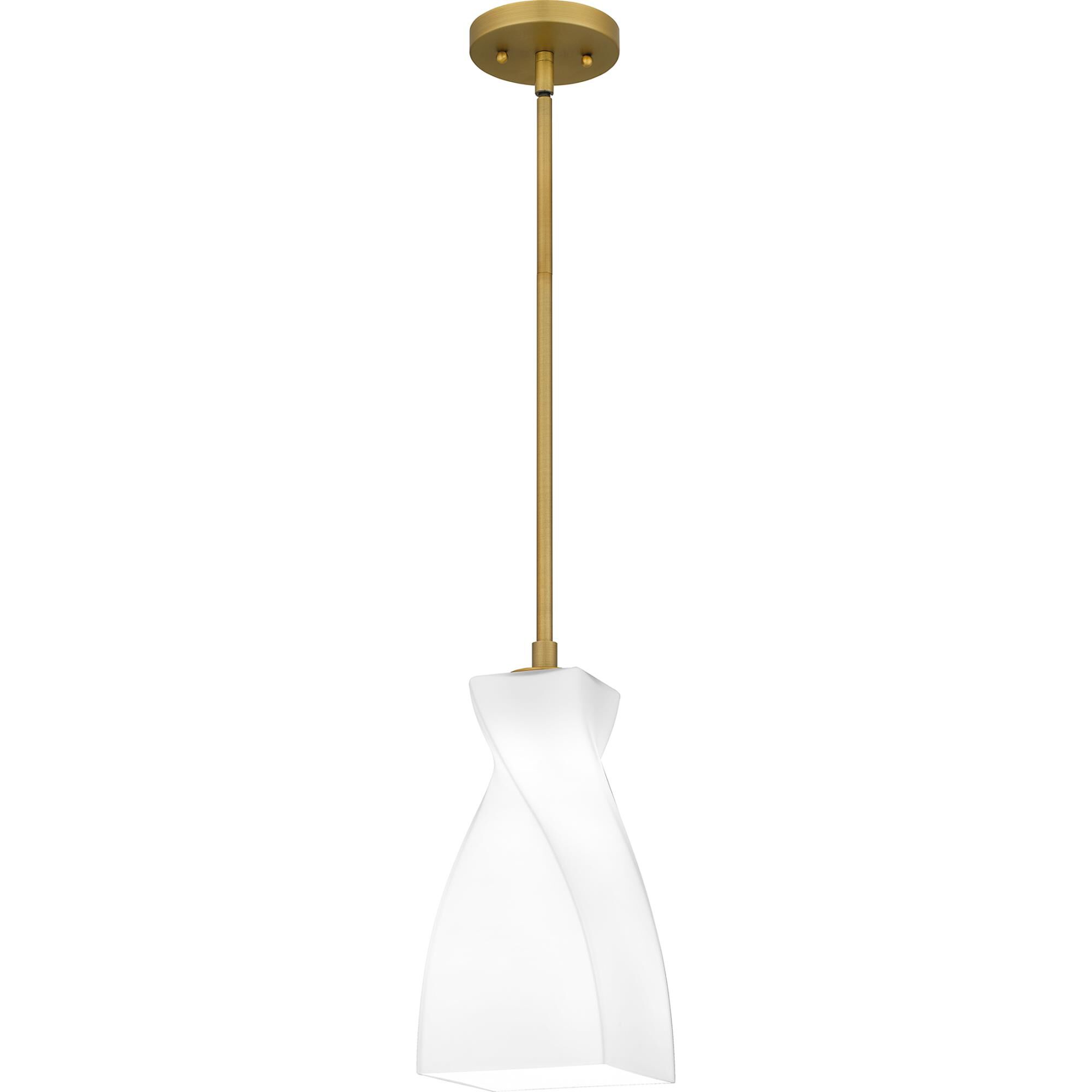 Shown in Brushed Gold finish and Opal Etched Glass shade