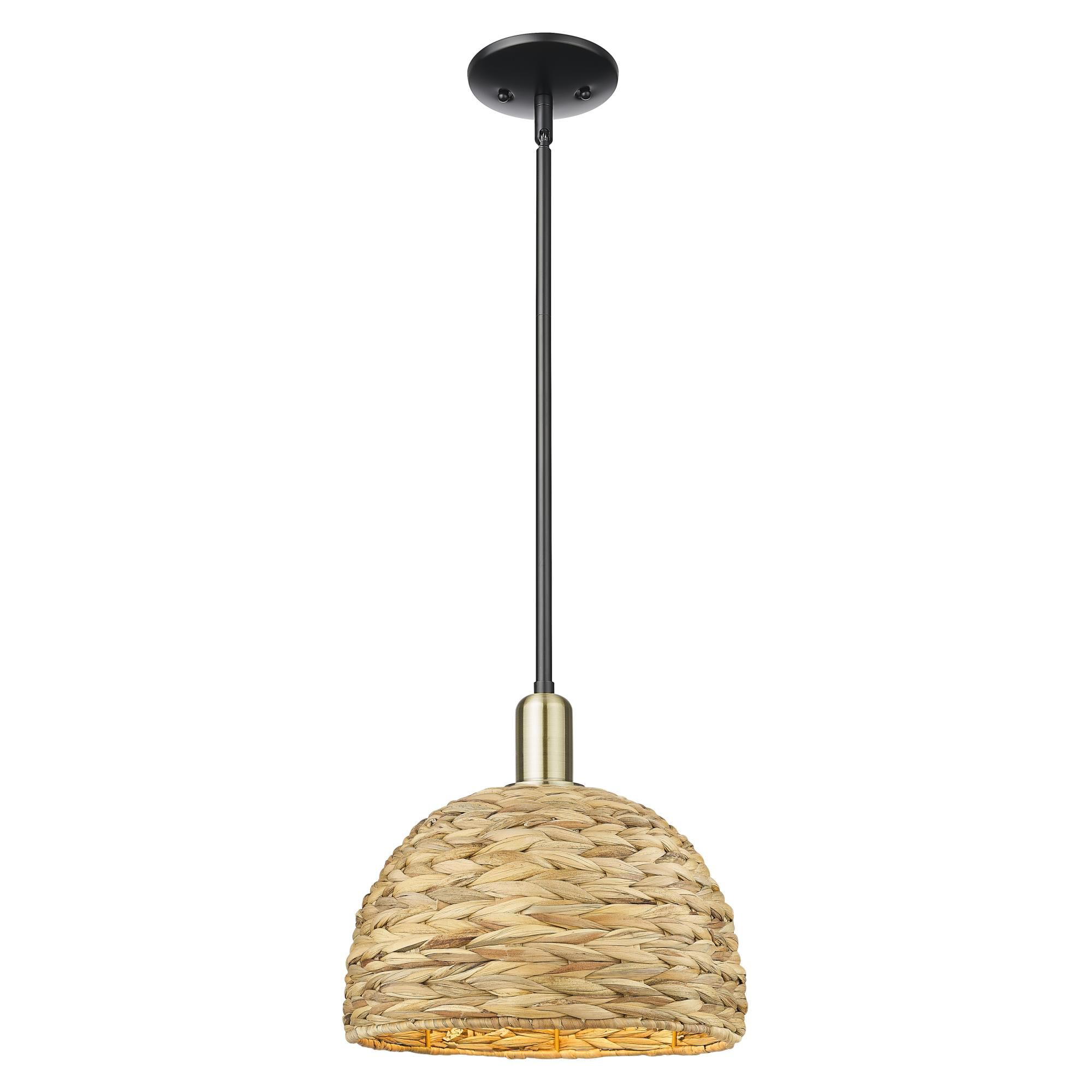 Bruno Marashlian Woven Rattan 12 Inch Mini Pendant by Innovations Lighting