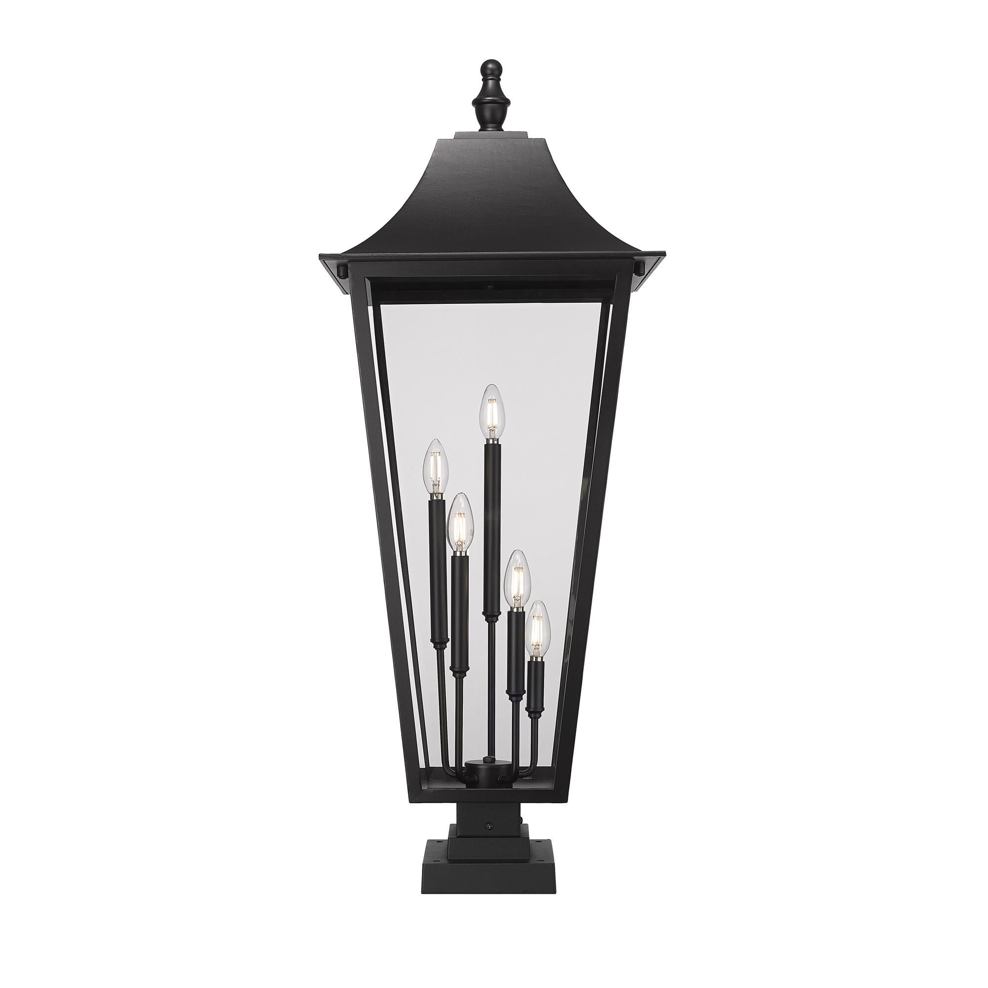 Shown in Black finish and Clear Beveled glass and Clear Beveled shade
