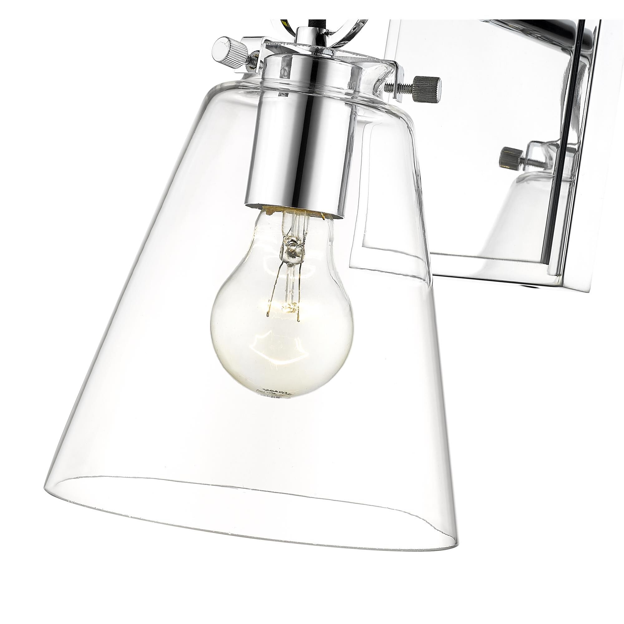 Shown in Chrome finish and Glass shade
