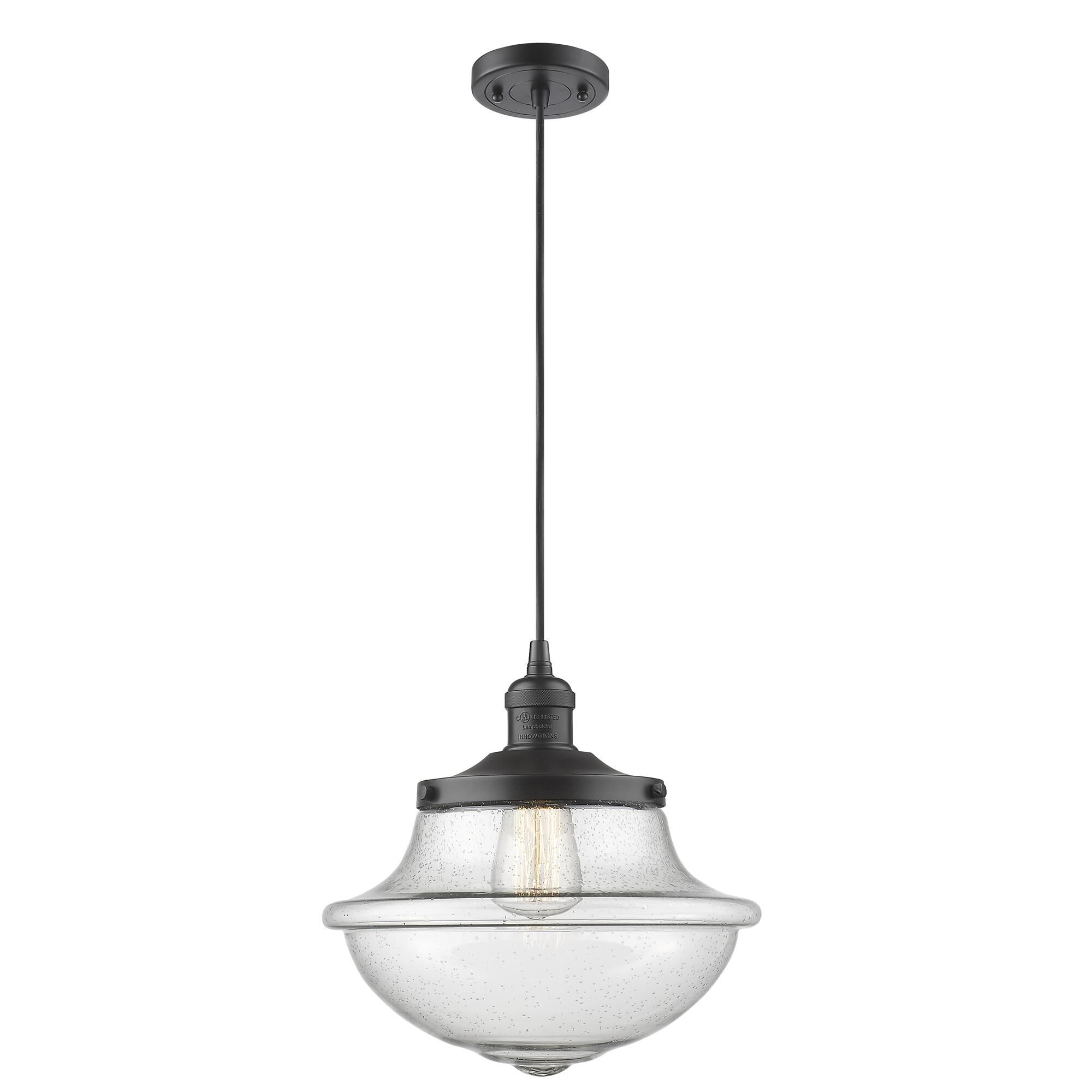 Shown in Oil Rubbed Bronze finish and Seedy glass