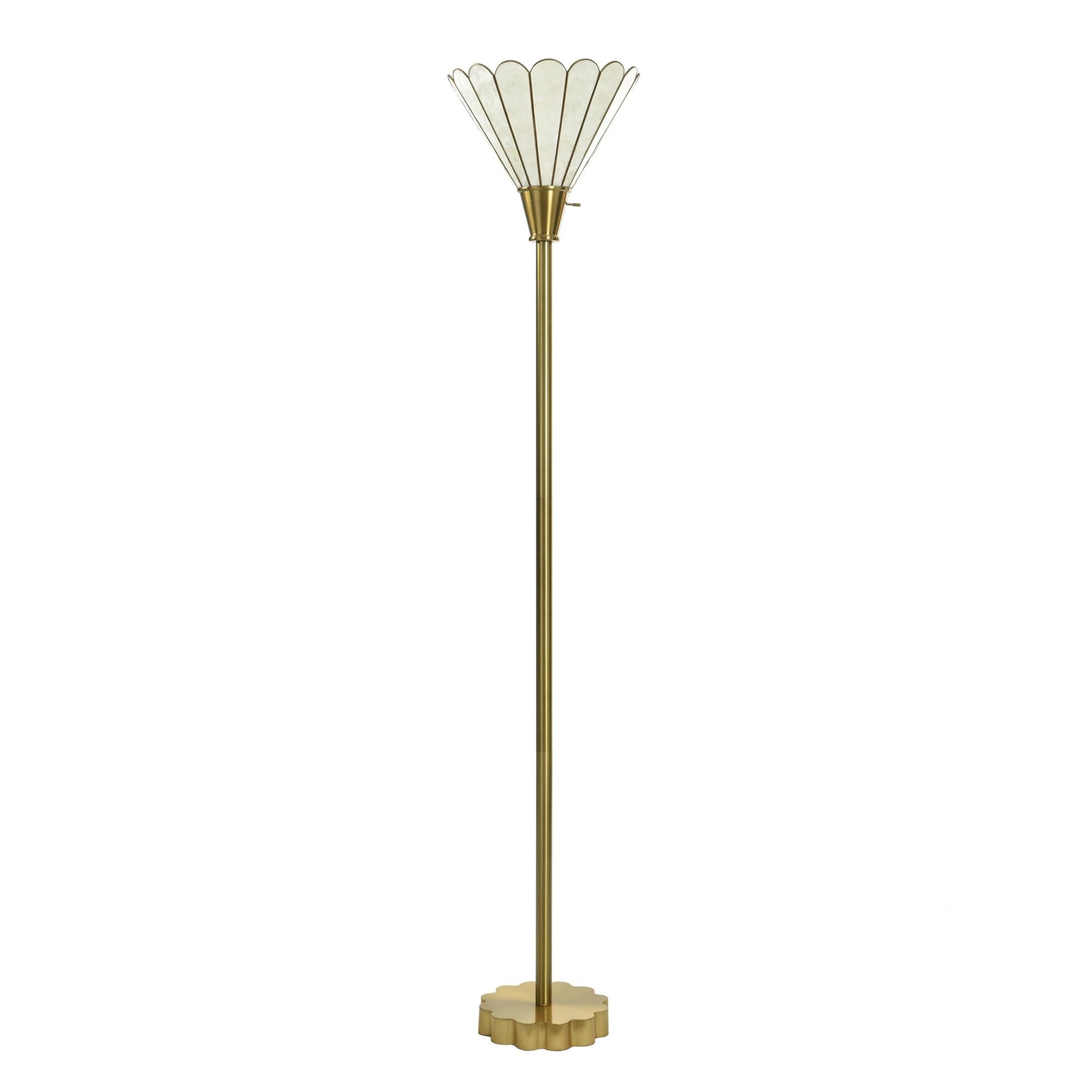 Shown in Polished Brass finish and Brass, Capiz shade