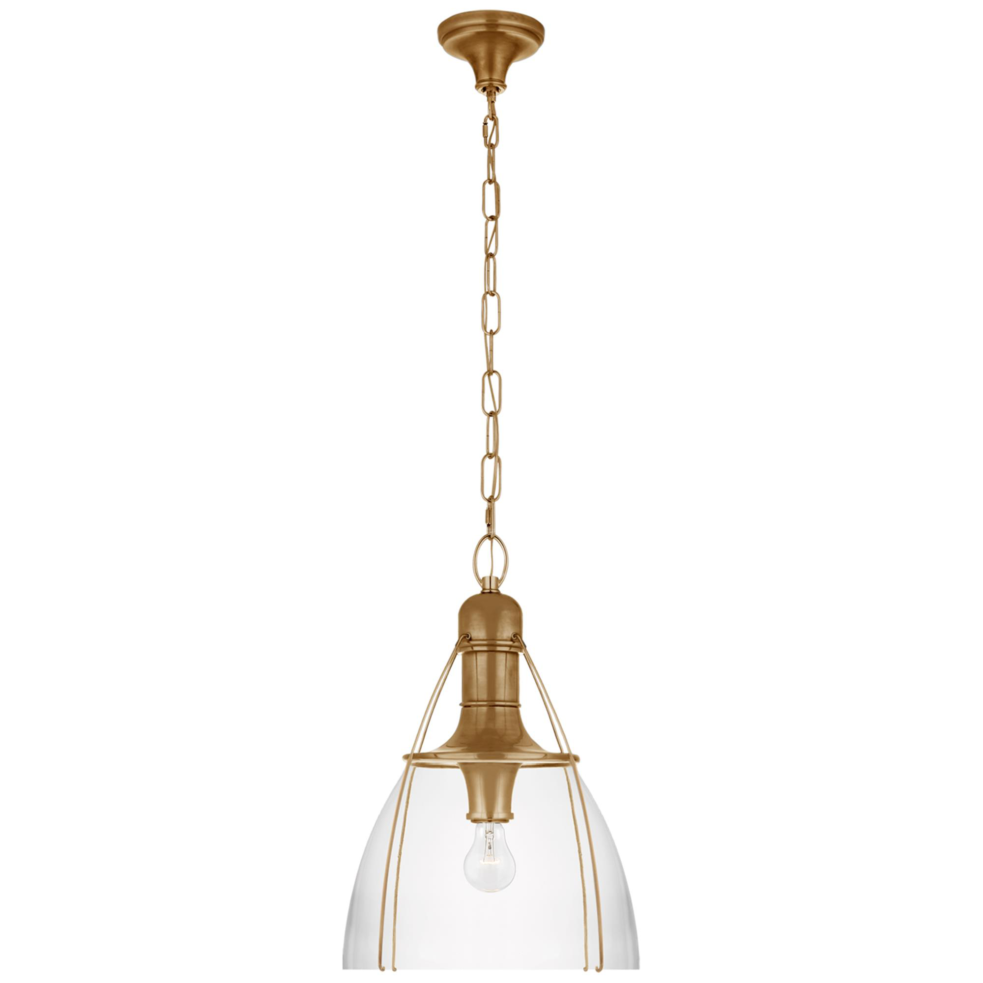 Shown in Antique-Burnished Brass finish and Clear glass and Clear Glass shade