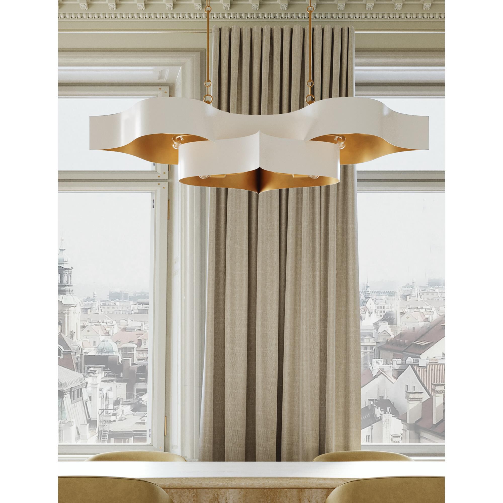 Shown in Sugar White-Contemporary Gold Leaf finish