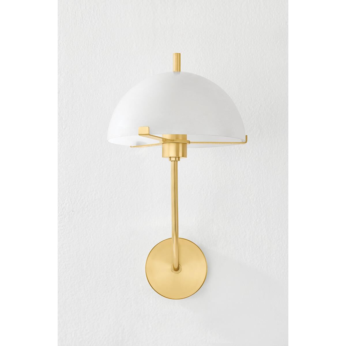 Shown in Aged Brass finish and Cloud shade