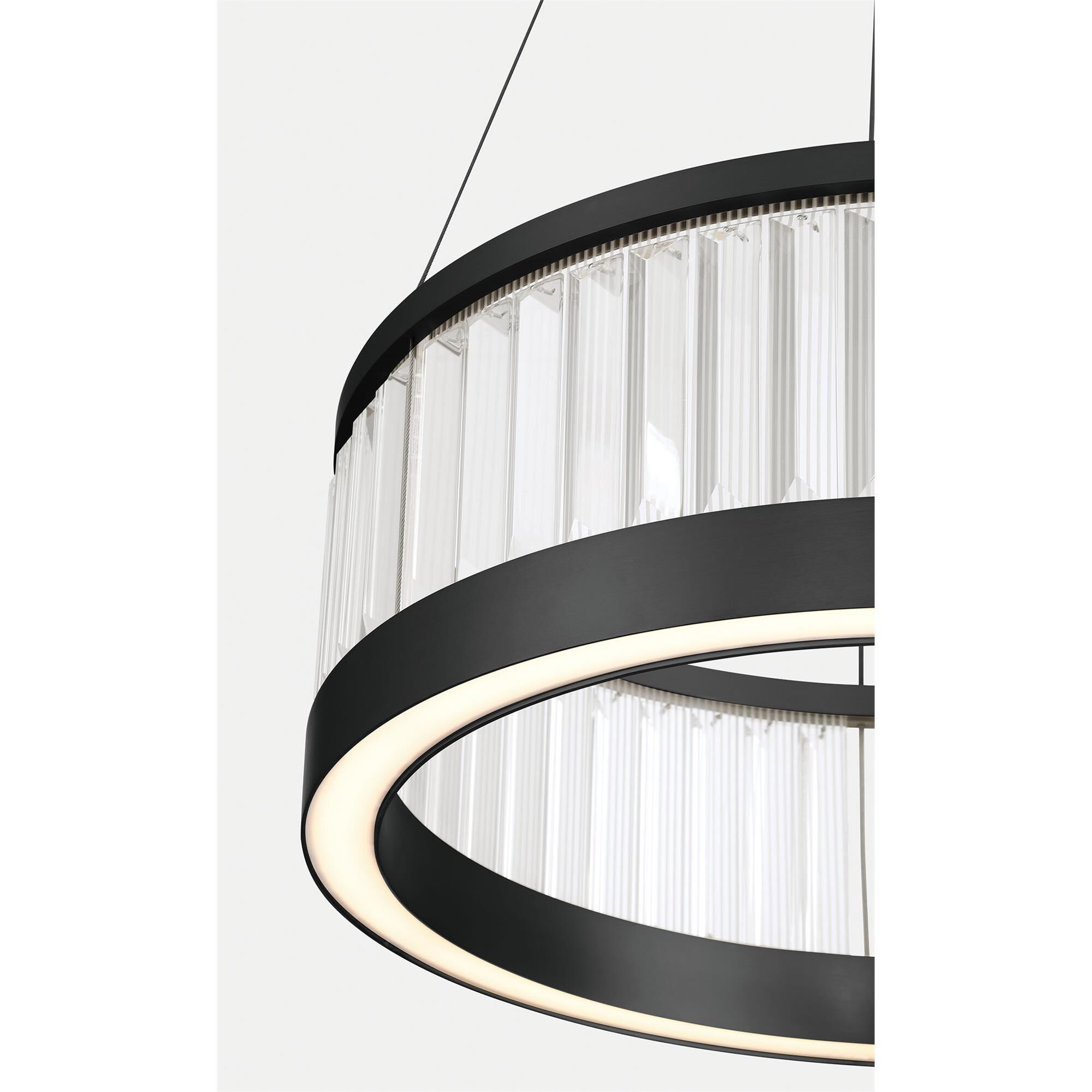 Shown in Matte Black finish and Clear Crystal glass