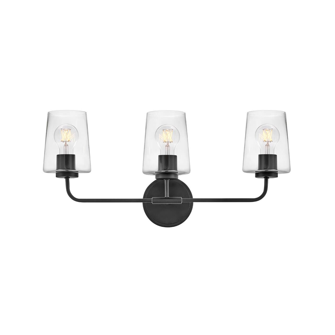 Shown in Black finish and Clear glass