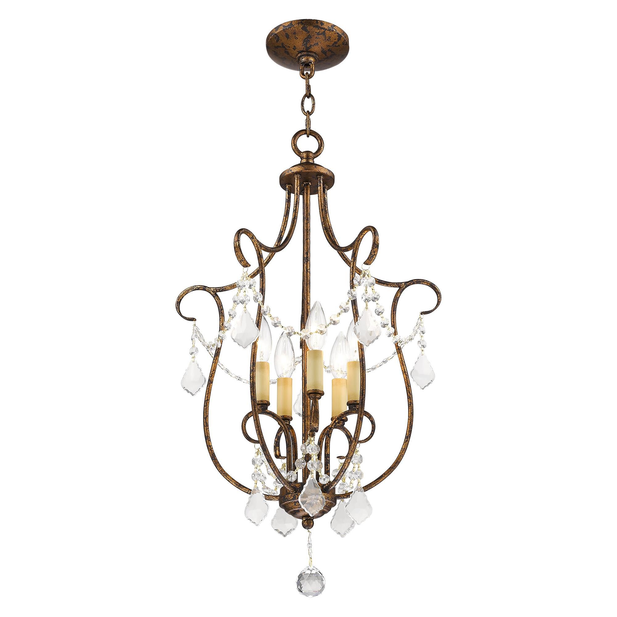 Shown in Hand Applied Venetian Golden Bronze finish and Clear crystal