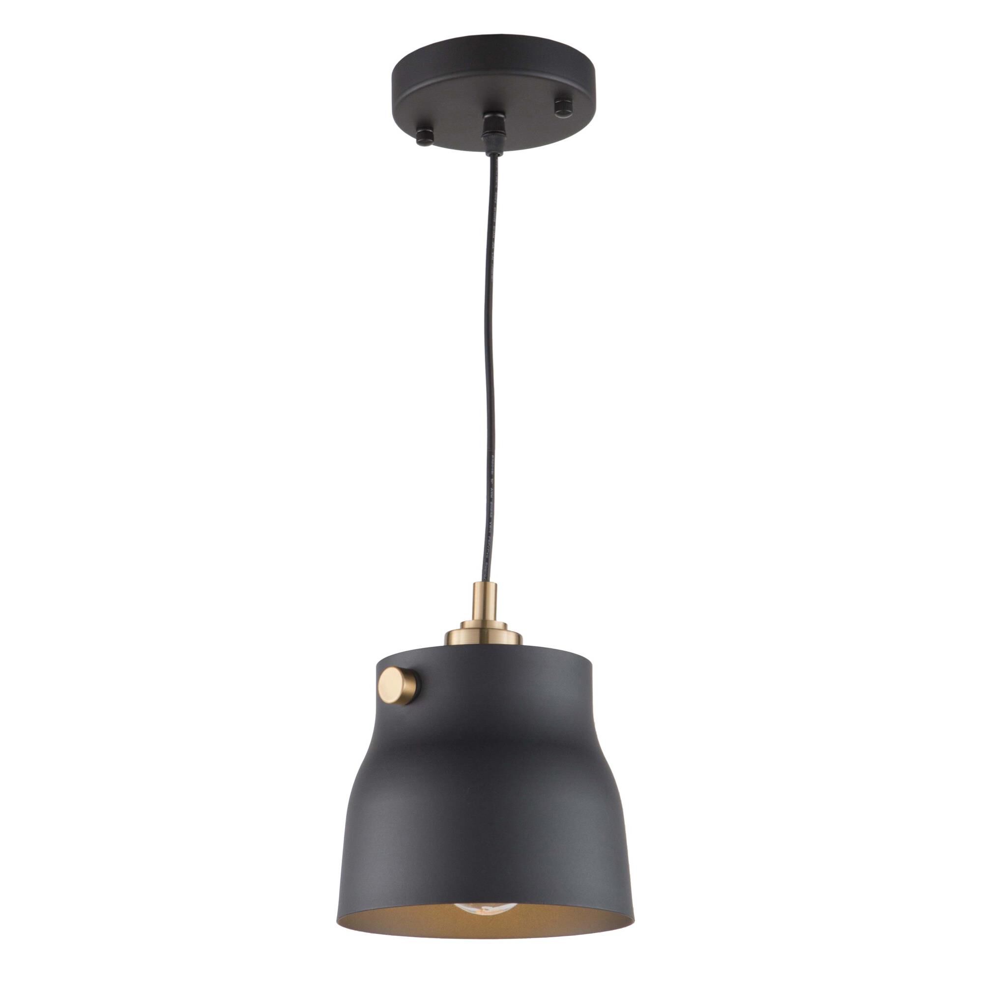 Shown in Matte Black - Harvest Brass finish and Metal shade