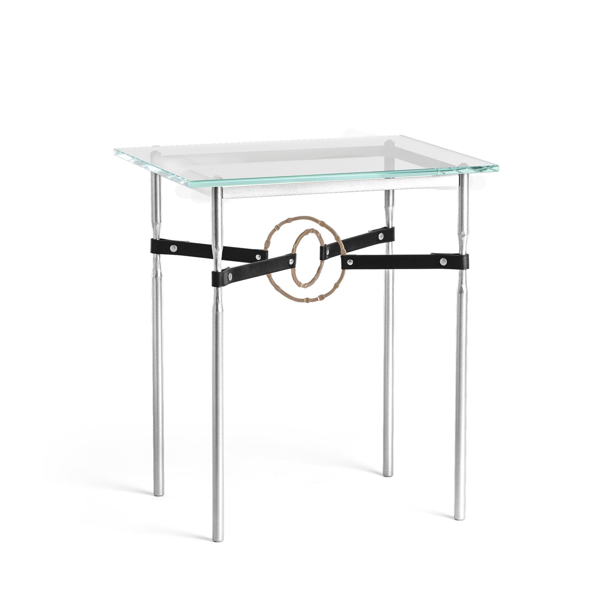 Shown in Sterling finish and Soft Gold with Leather Black  accent