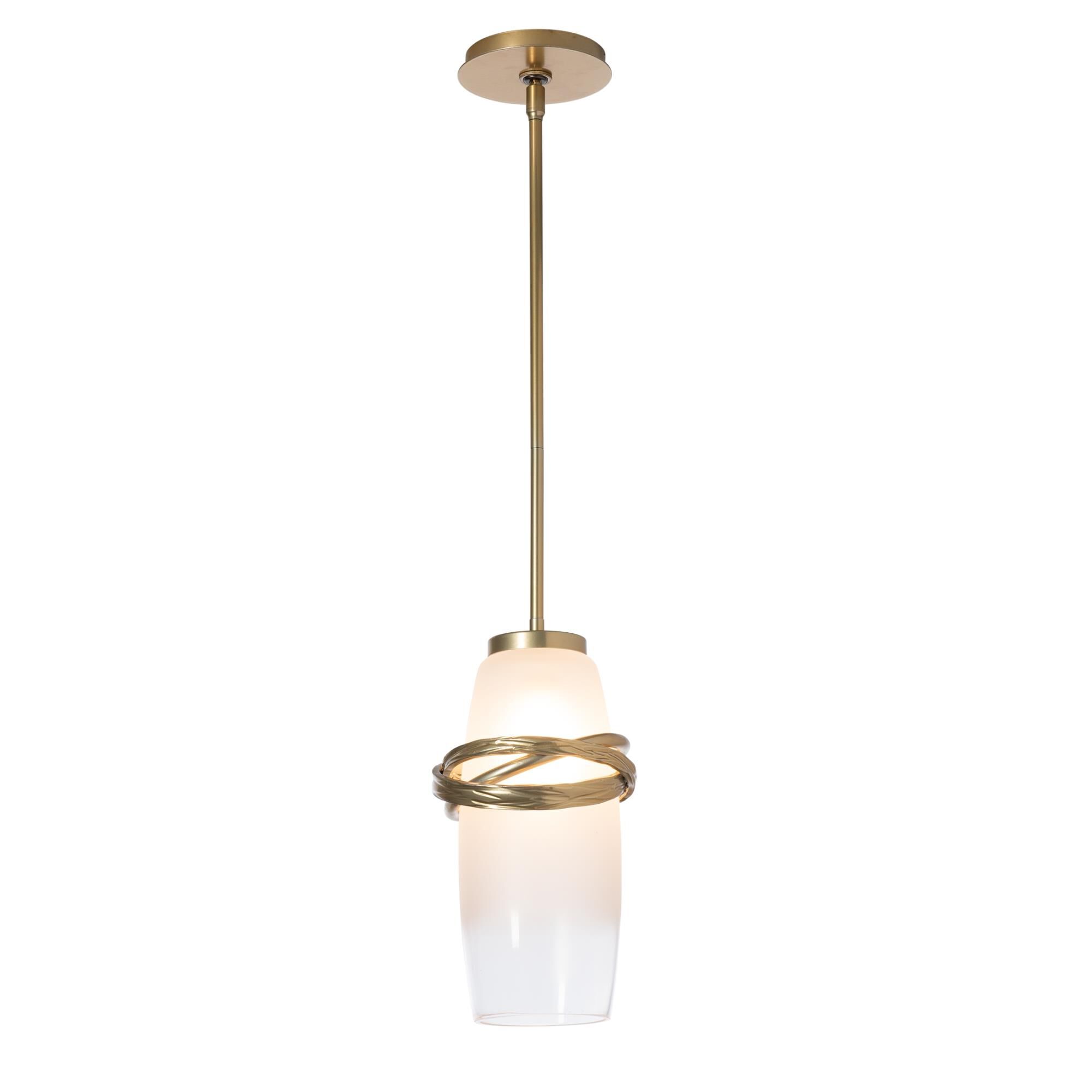 Shown in Modern Brass finish and Opal glass and Modern Brass accent
