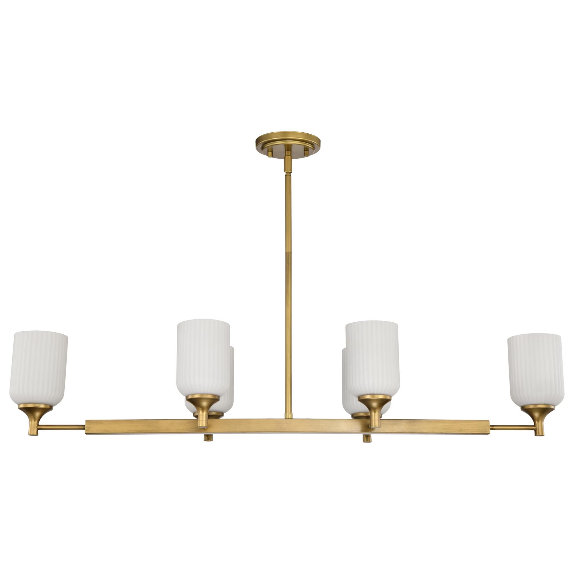 Shown in Natural Brass finish and Frosted Ribbed glass