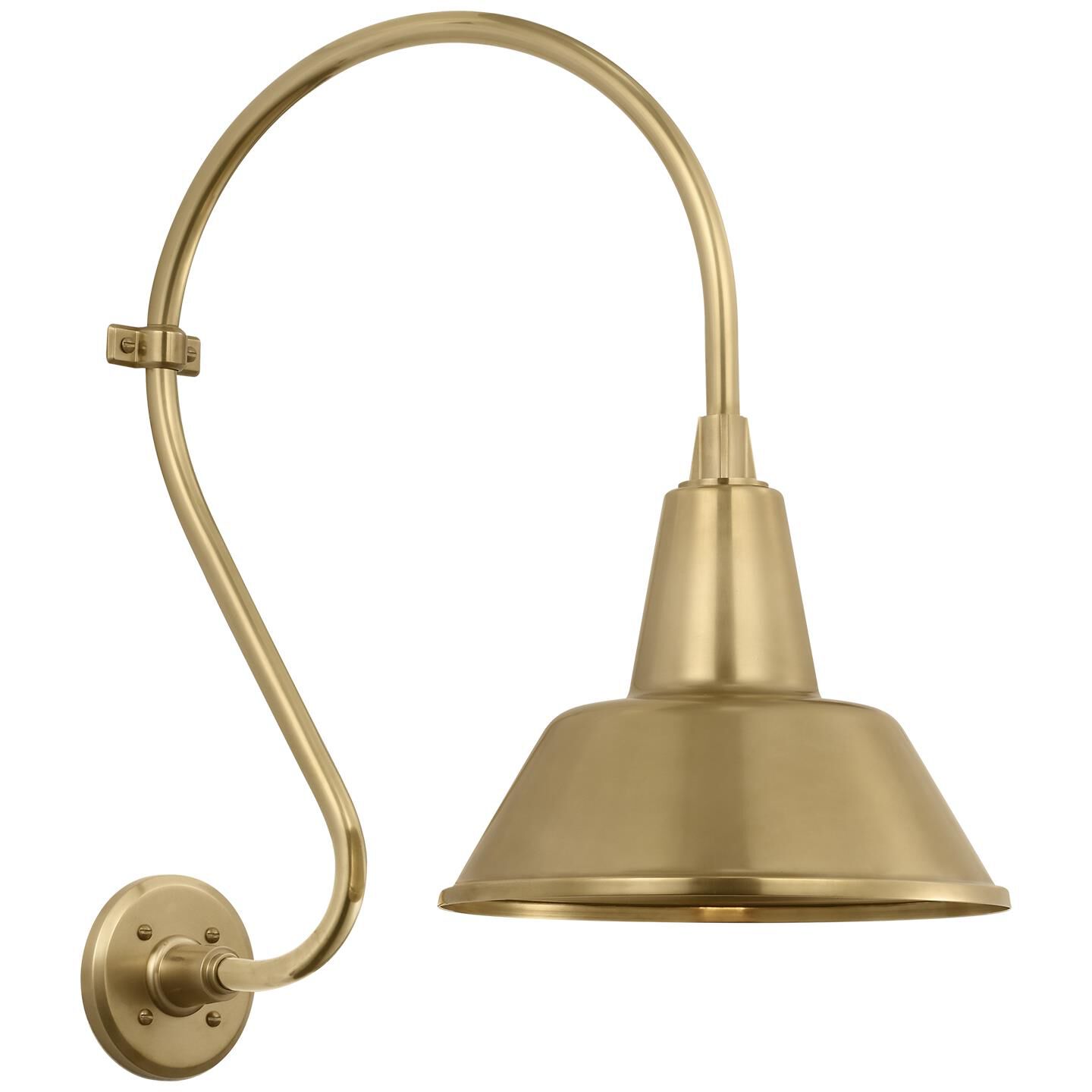 Shown in Hand-Rubbed Antique Brass finish and Gold shade