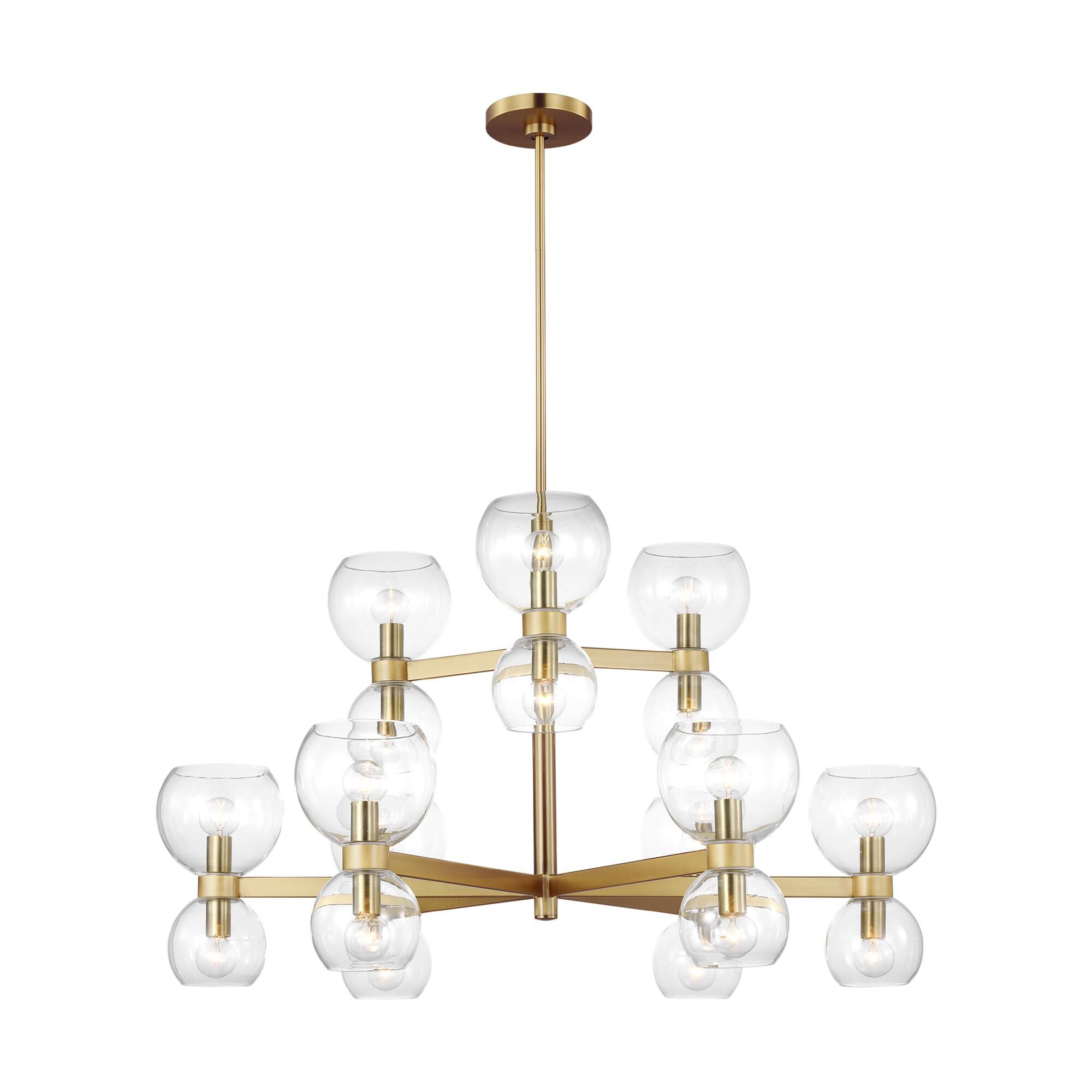 Shown in Burnished Brass finish and Clear glass