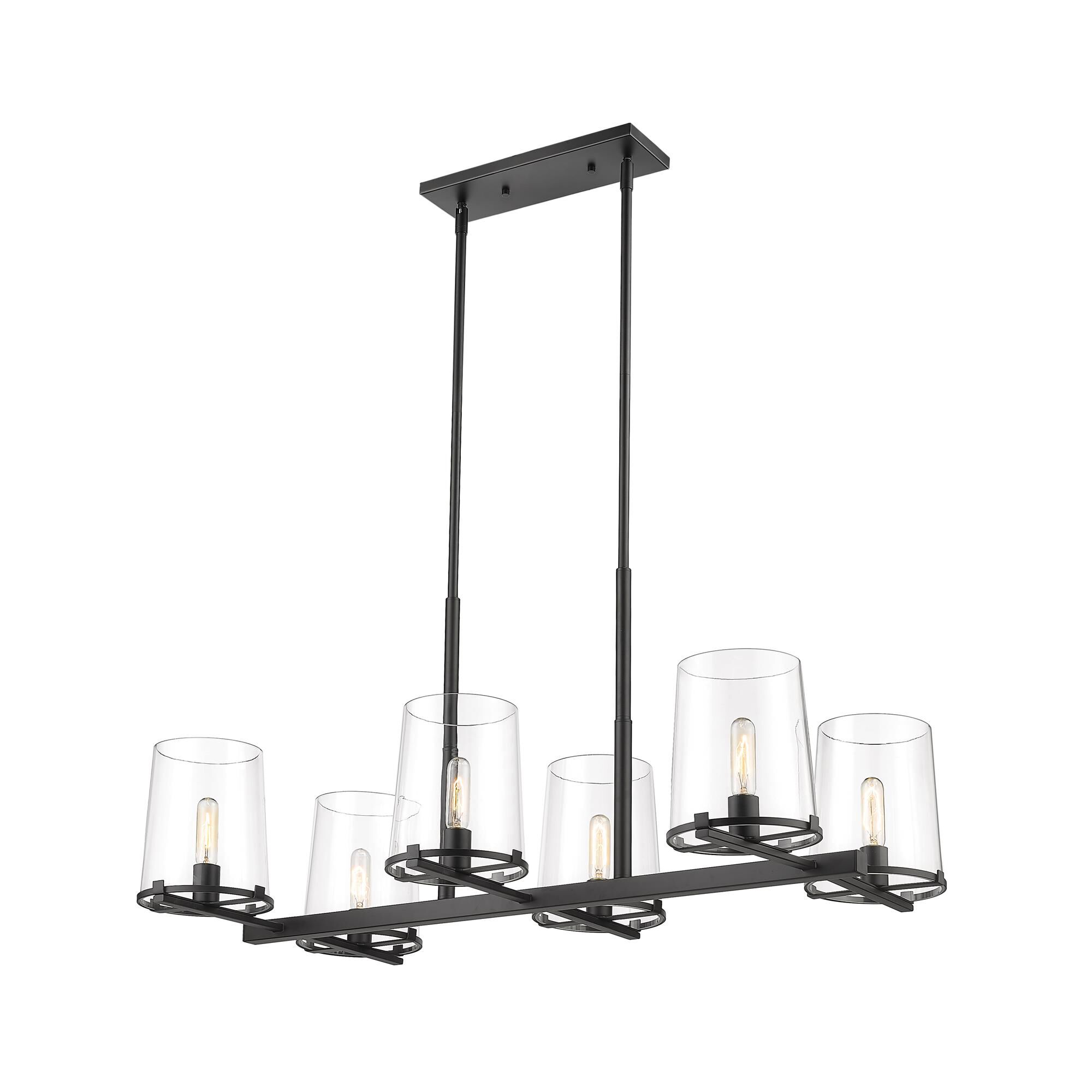 Shown in Matte Black finish and Glass shade