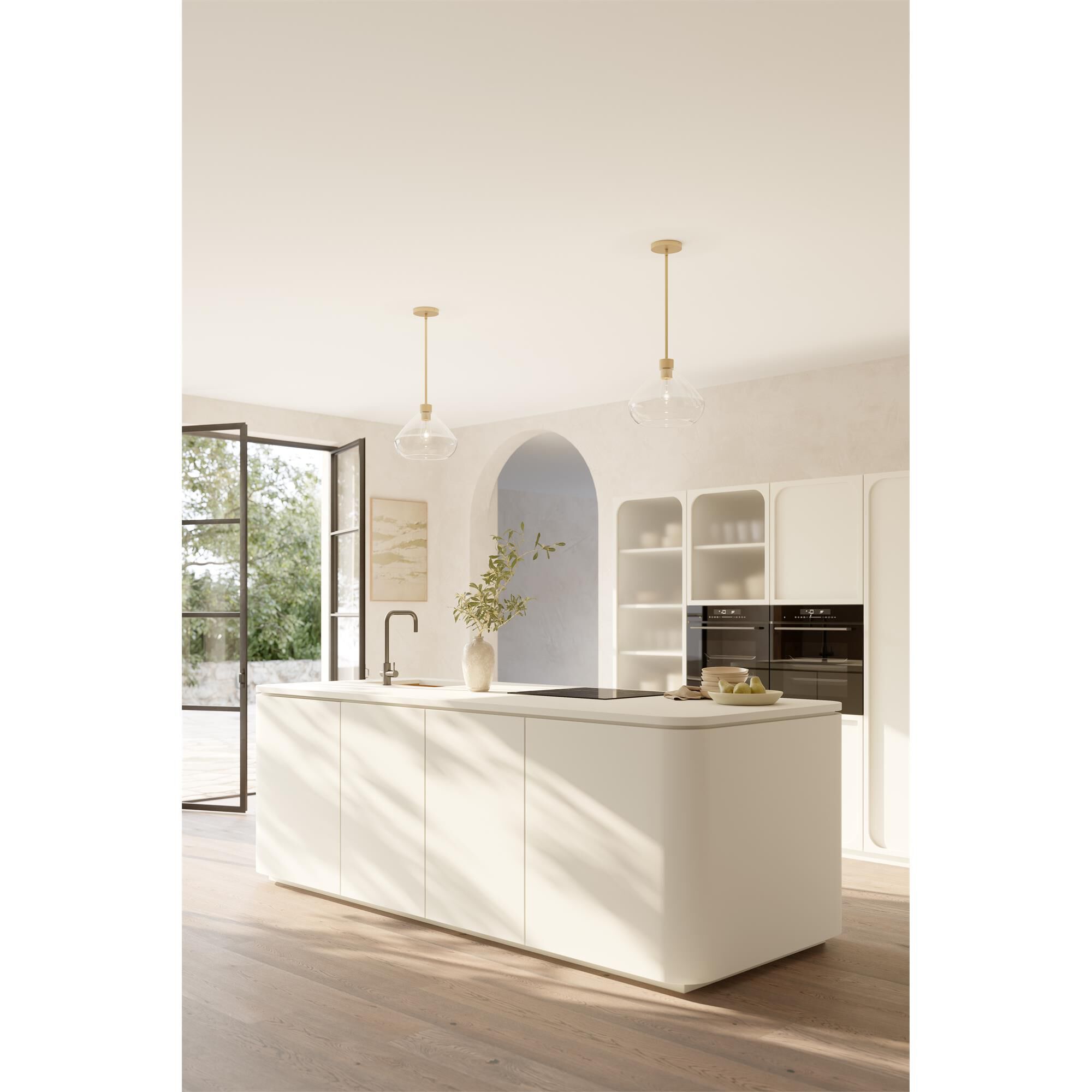 Shown in Legacy Brass finish and Clear glass