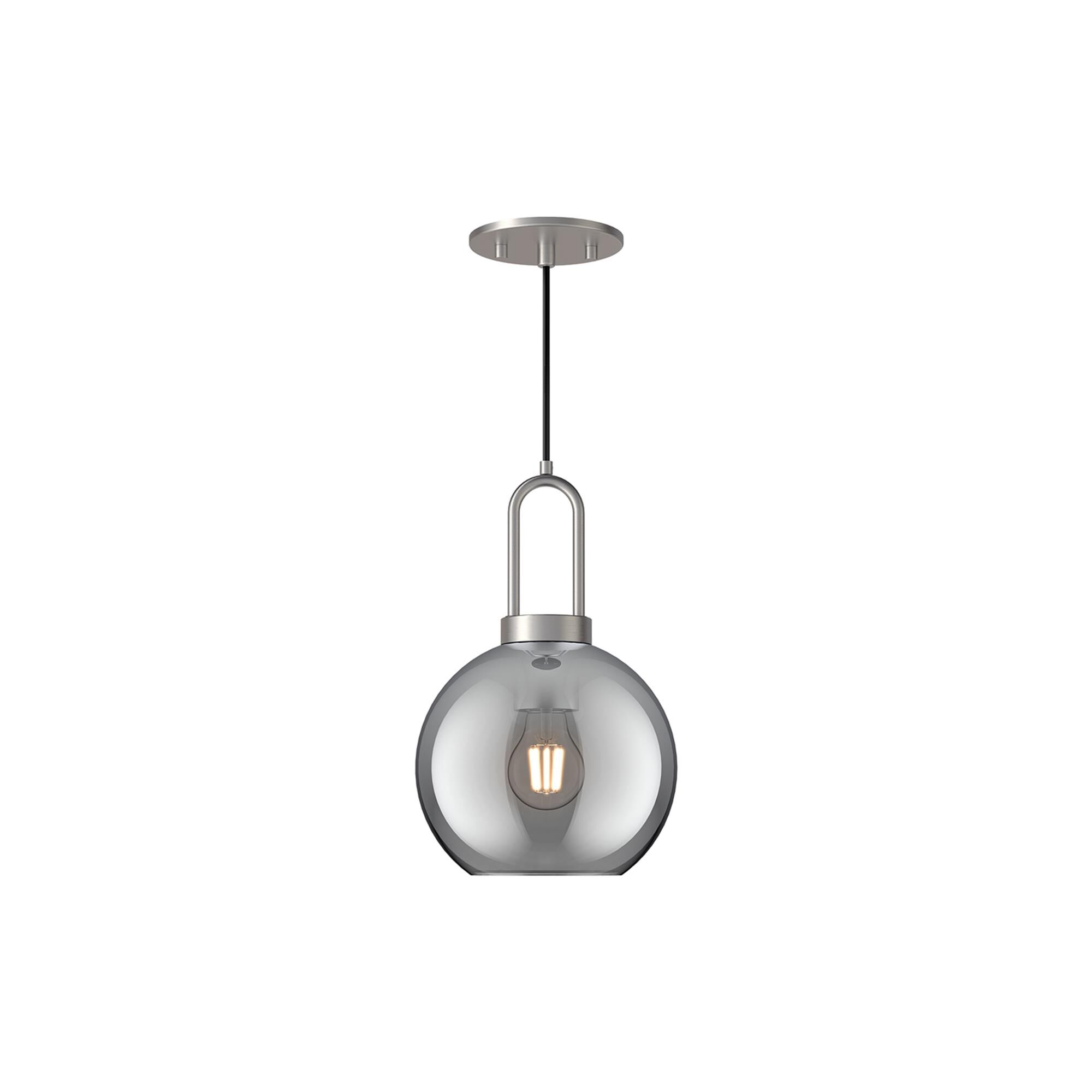 Shown in Brushed Nickel finish and Smoked Solid glass