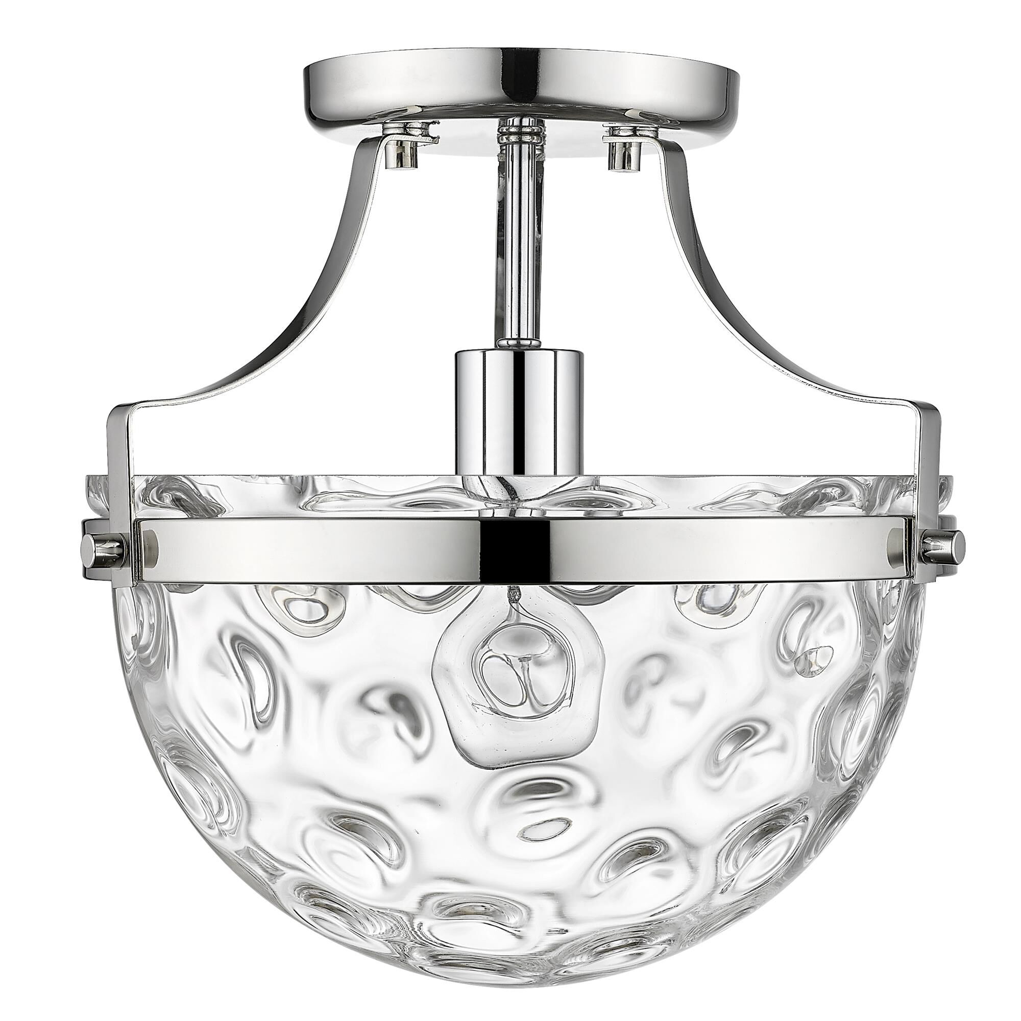 Shown in Polished Nickel finish and Clear Wavey Glass shade