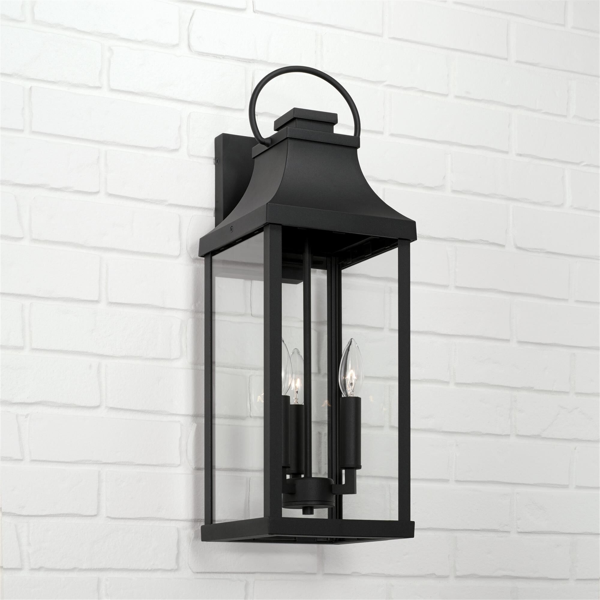 Shown in Black finish and Clear glass