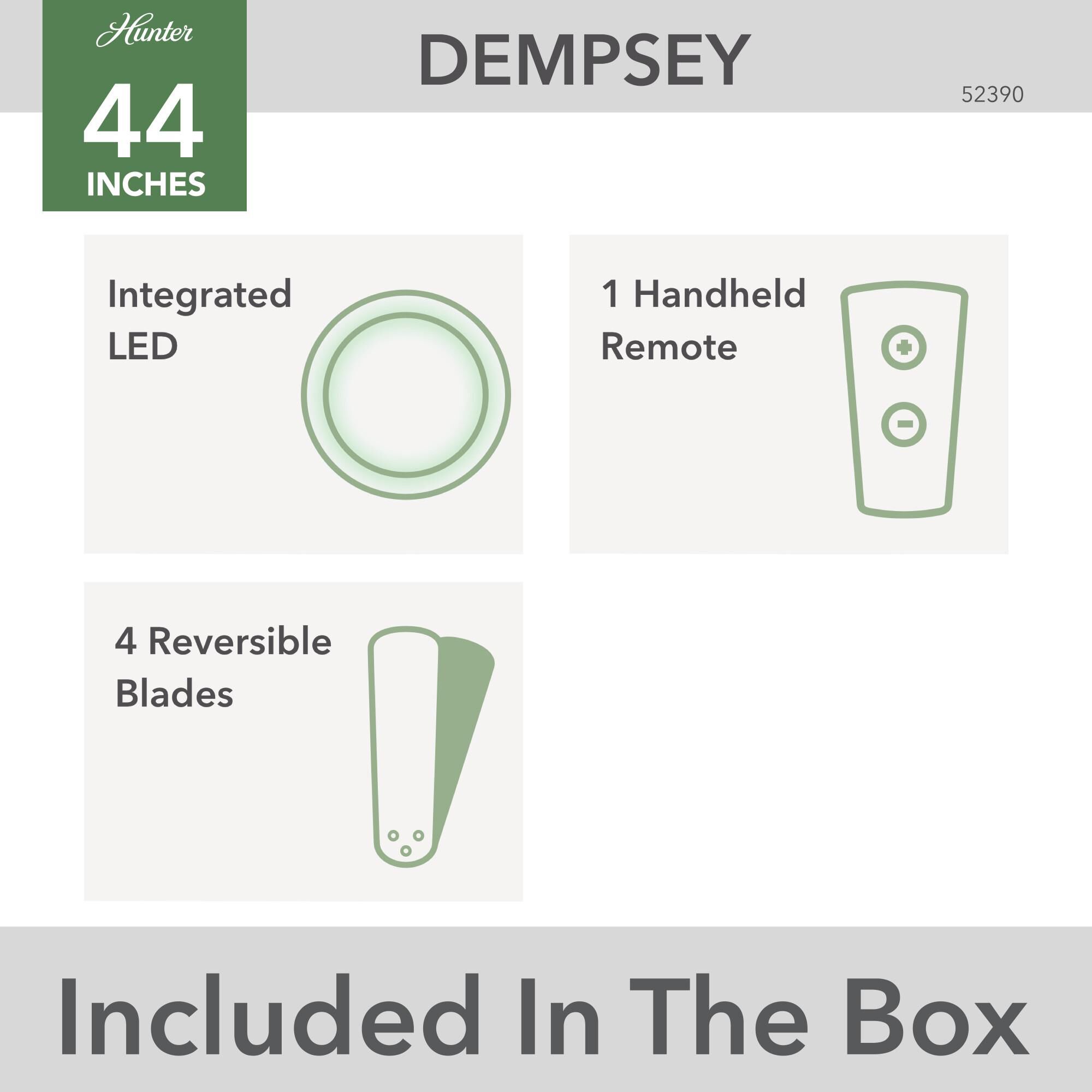 Dempsey 44 Inch Ceiling Fan with Light Kit by Hunter Fan