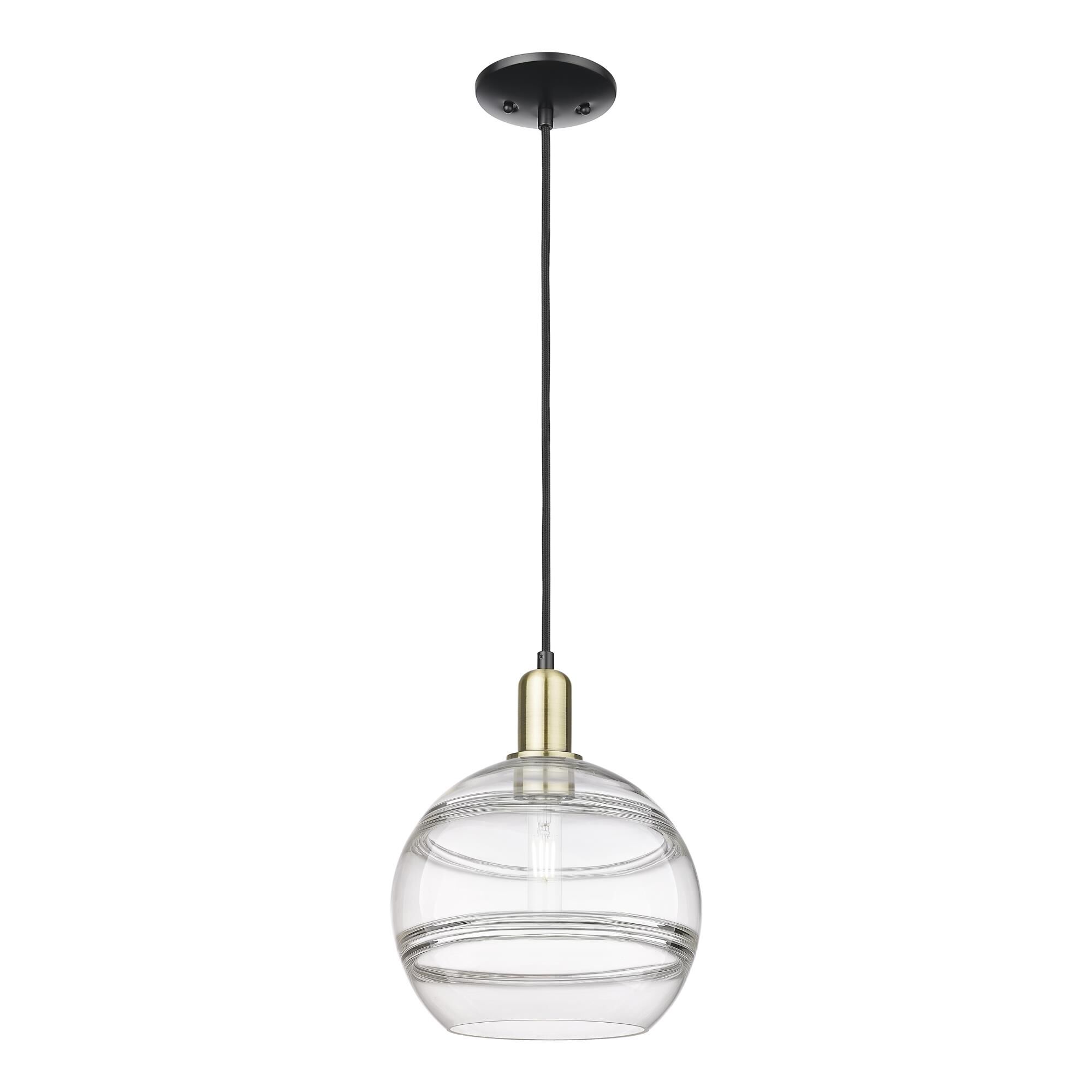 Shown in Black Antique Brass finish and Clear glass