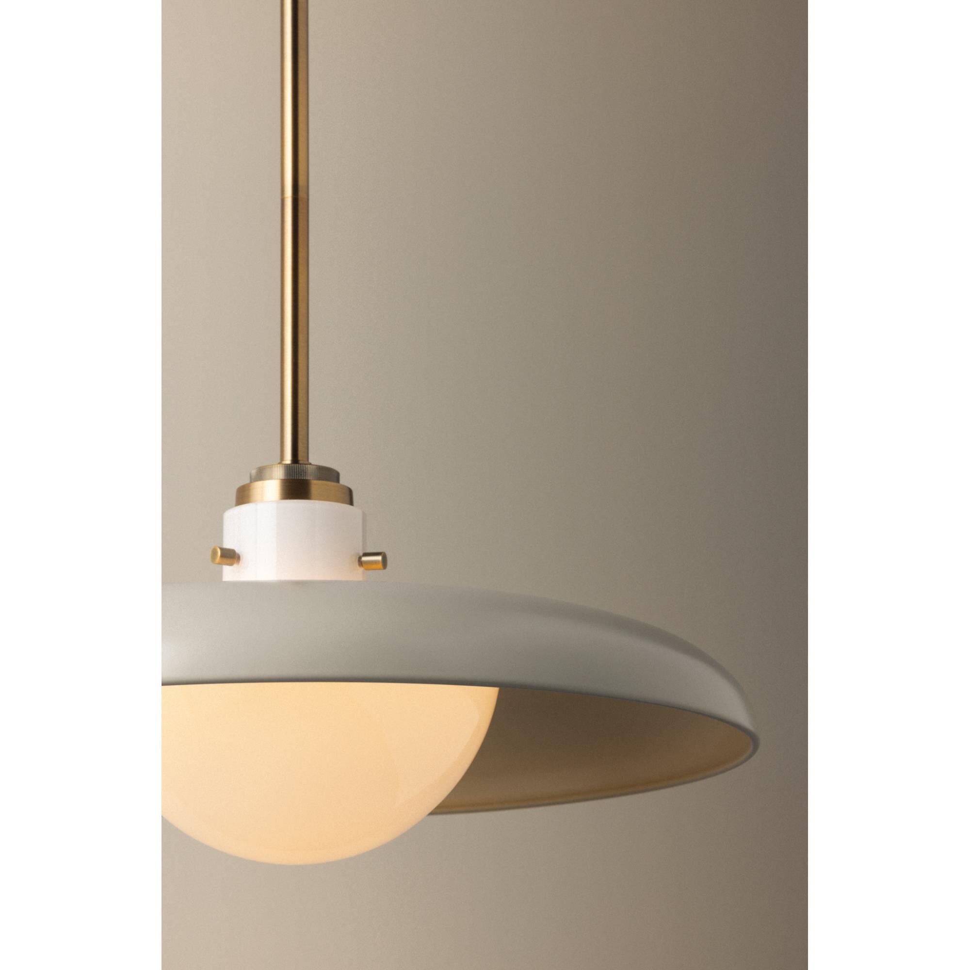 Shown in Patina Brass finish and Opal Glossy shade