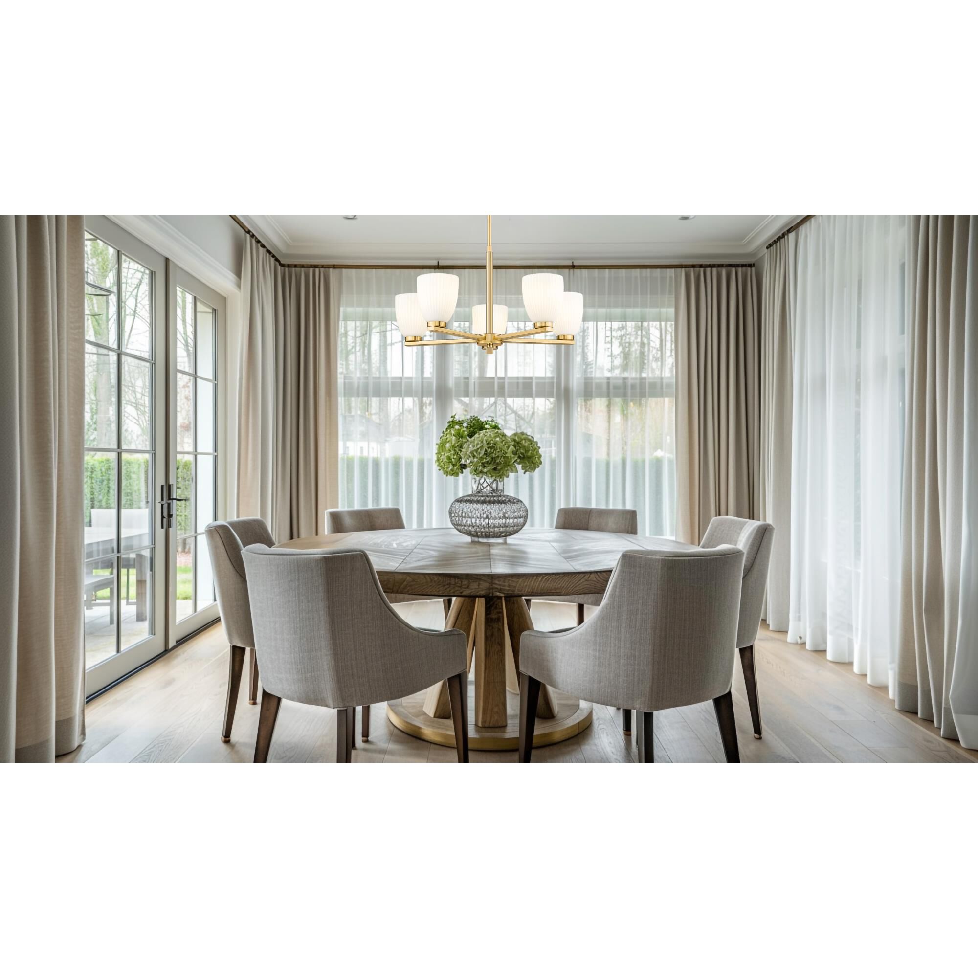 Shown in Modern Gold finish and Matte Opal glass and Matte Opal shade