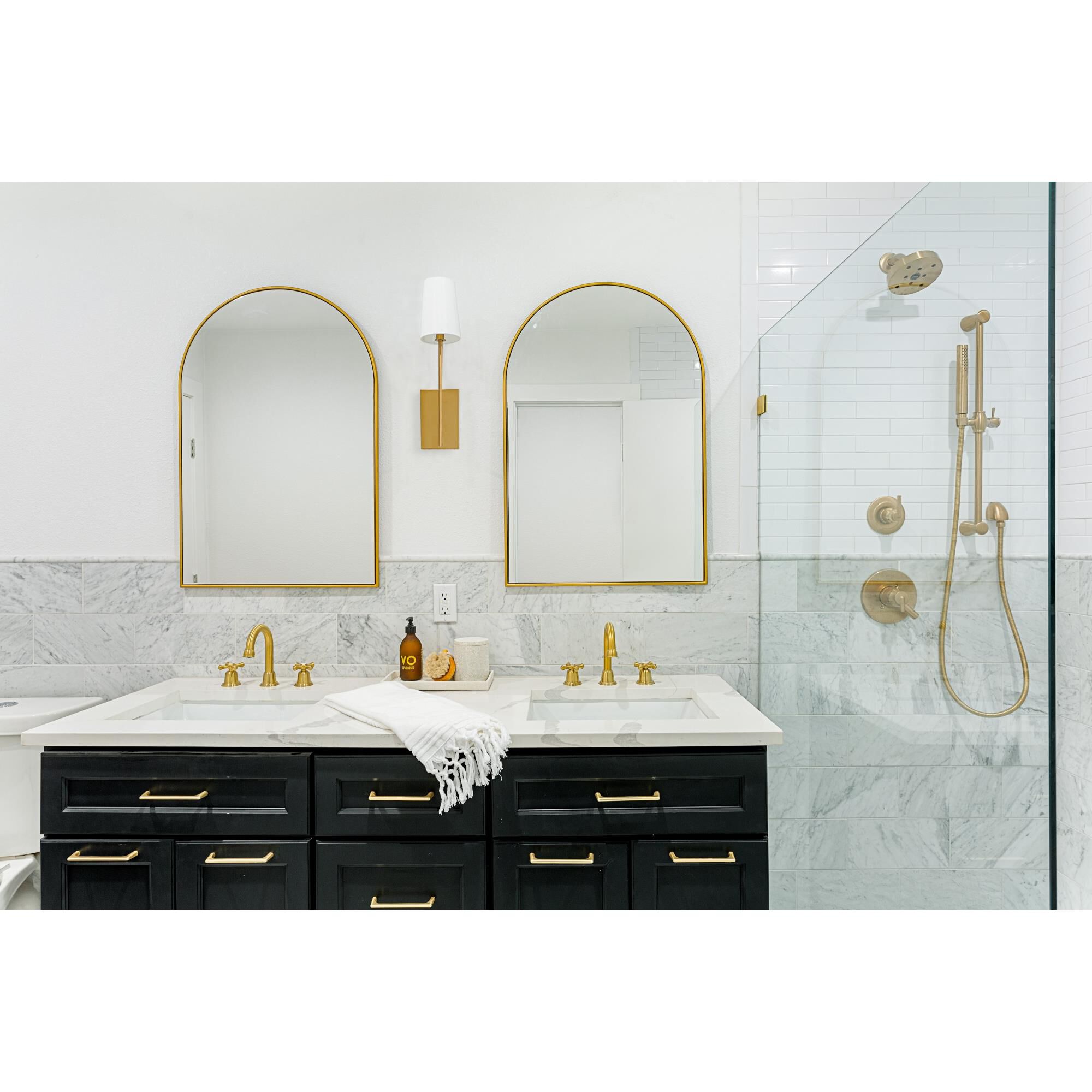 Shown in Vibrant Gold finish and Silk glass and White shade