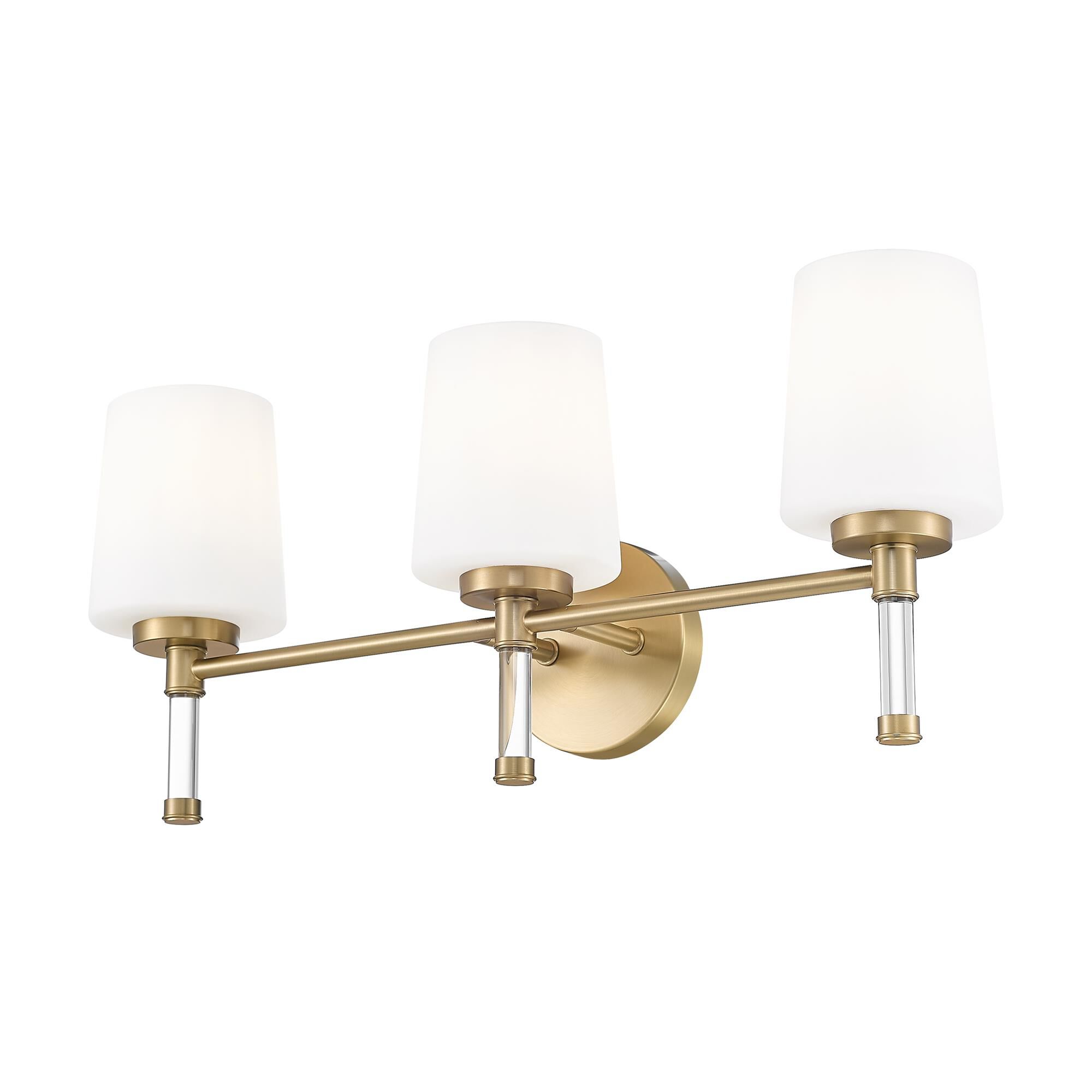 Shown in Modern Gold finish and White Opal glass