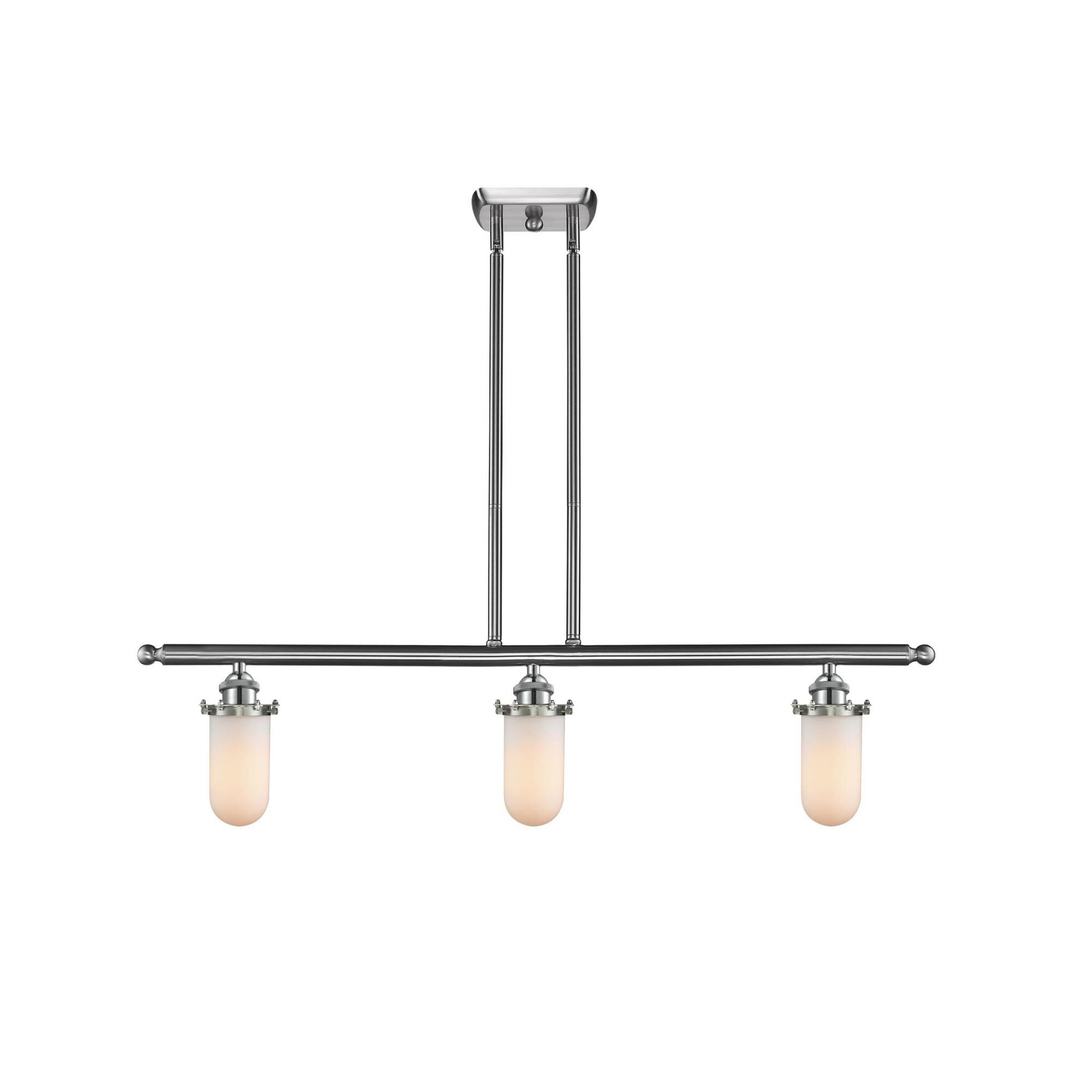 Shown in Brushed Satin Nickel finish and Matte White Cased glass