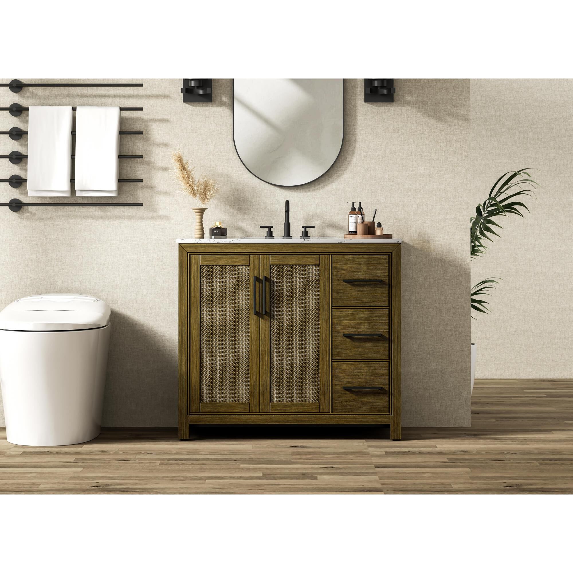 Shown in Hazel Oak finish